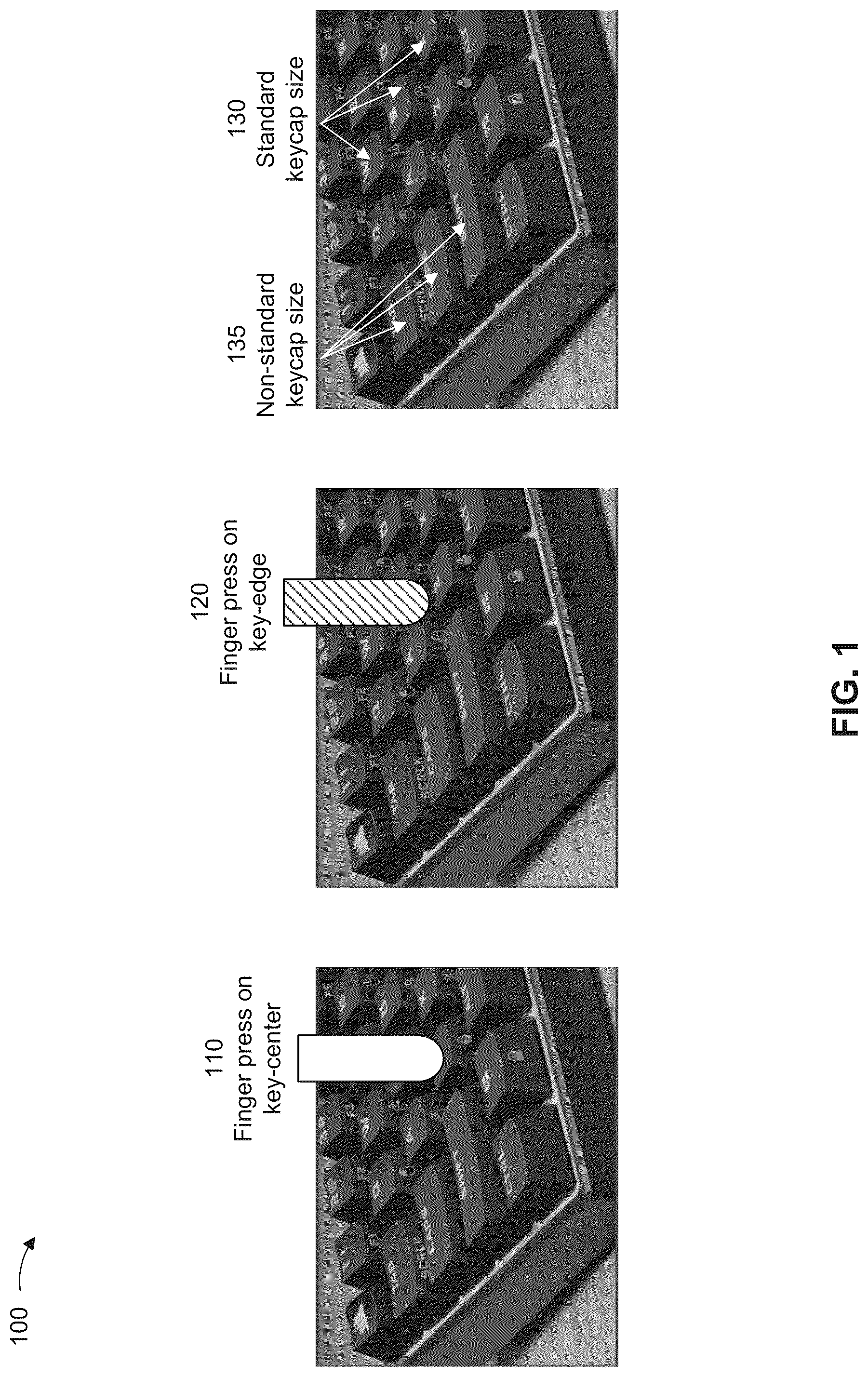 Patent US12105881 Figure 1 – On-screen keyboard user interface with context-aware haptic feedback