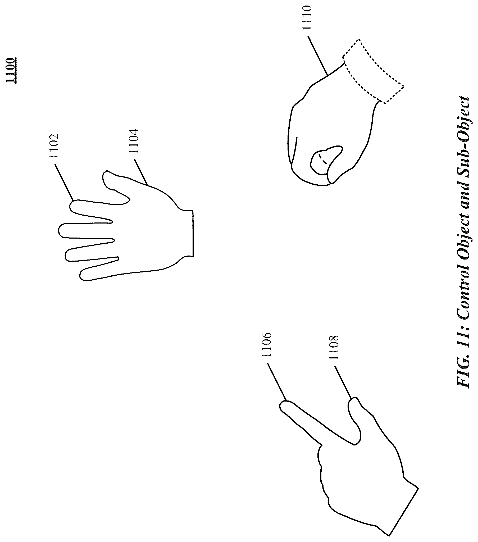 Patent US12105889 Figure 11 – Velocity field interaction for free space gesture interface and control