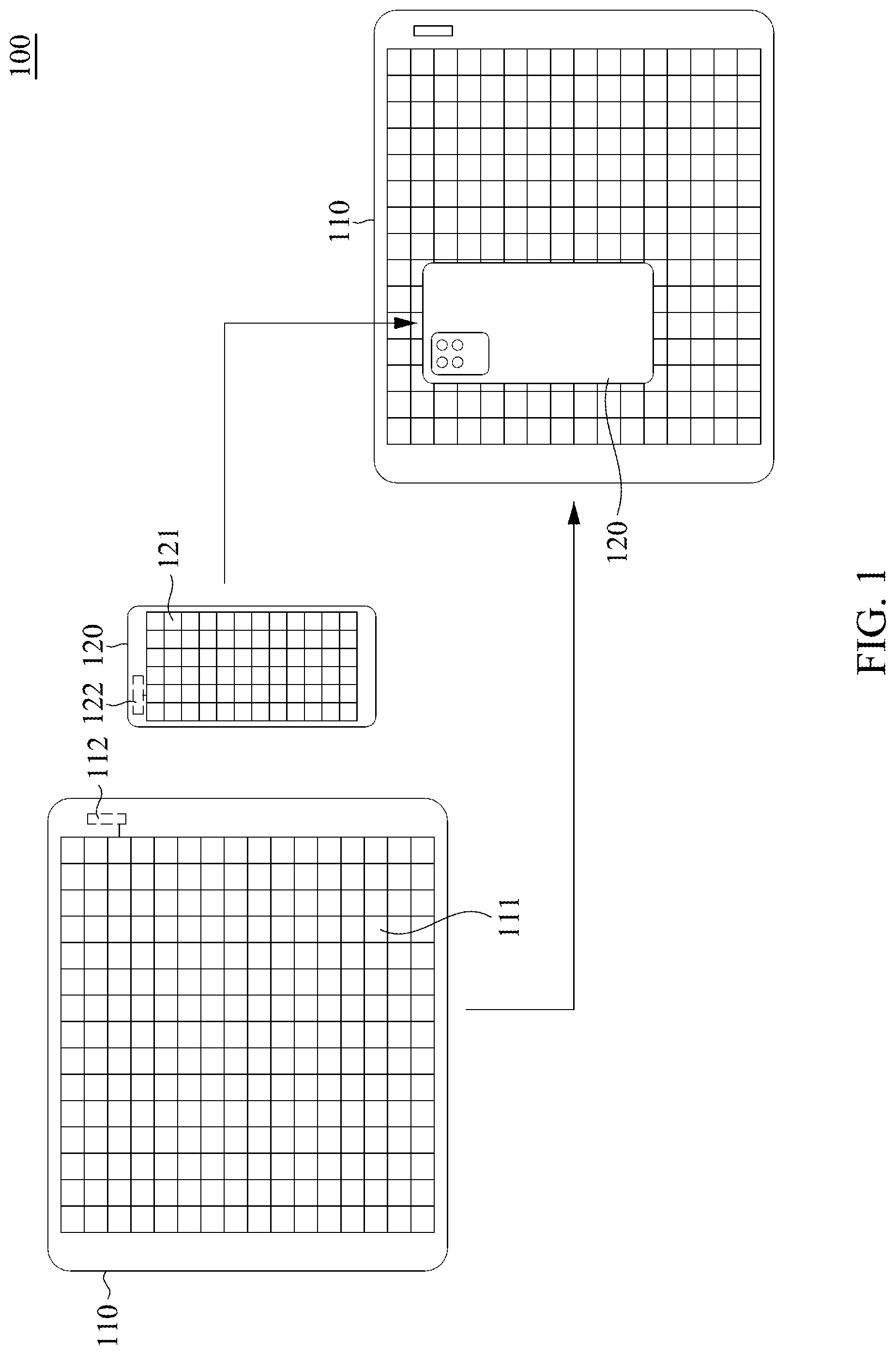 Patent US12105908 Figure 1 – Transmission system of cooperating touch devices