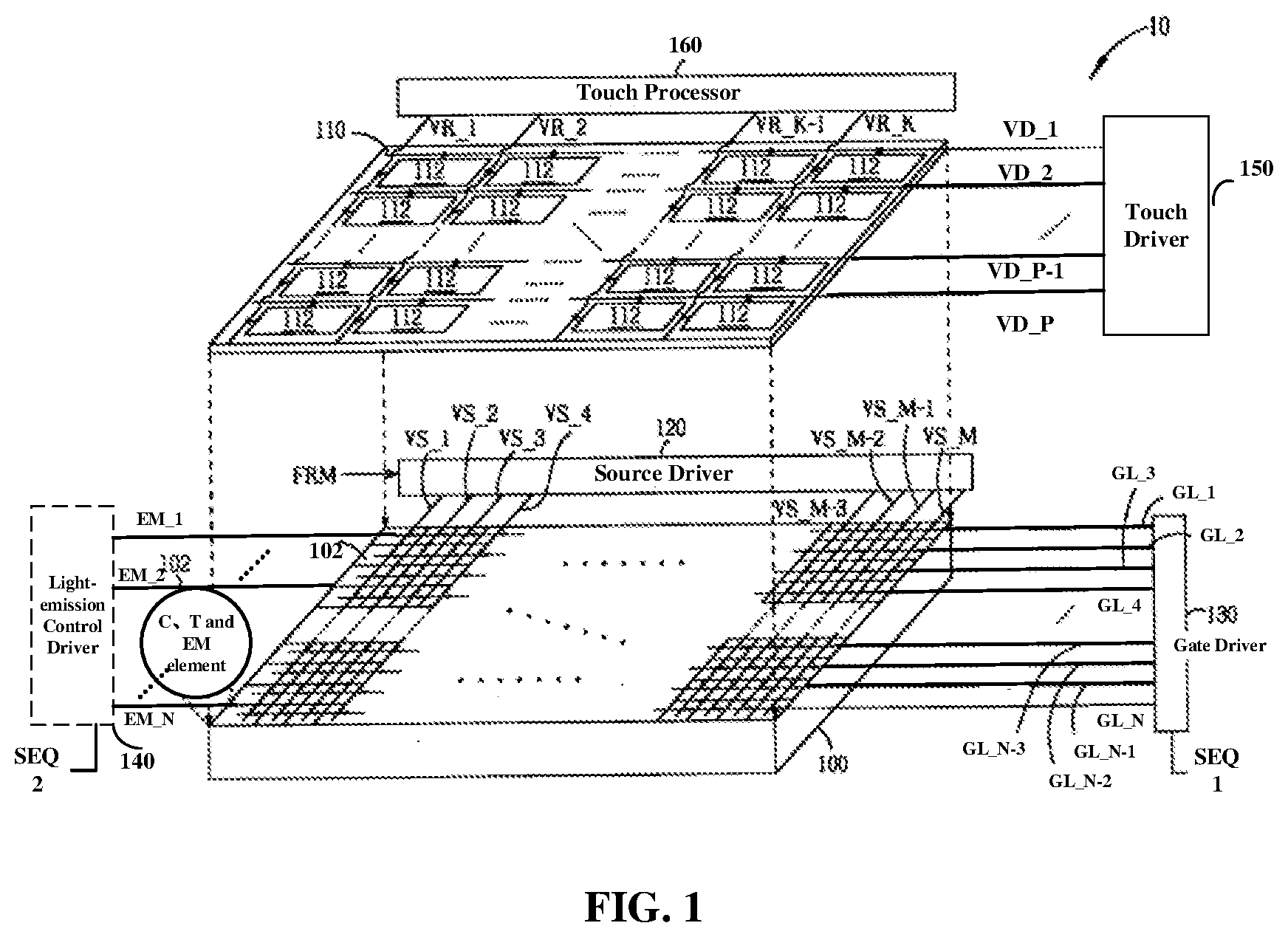 Patent US12105909 — Method for driving touch-and-display device, driving circuit, and touch-and-display device preliminary class — Figure 1