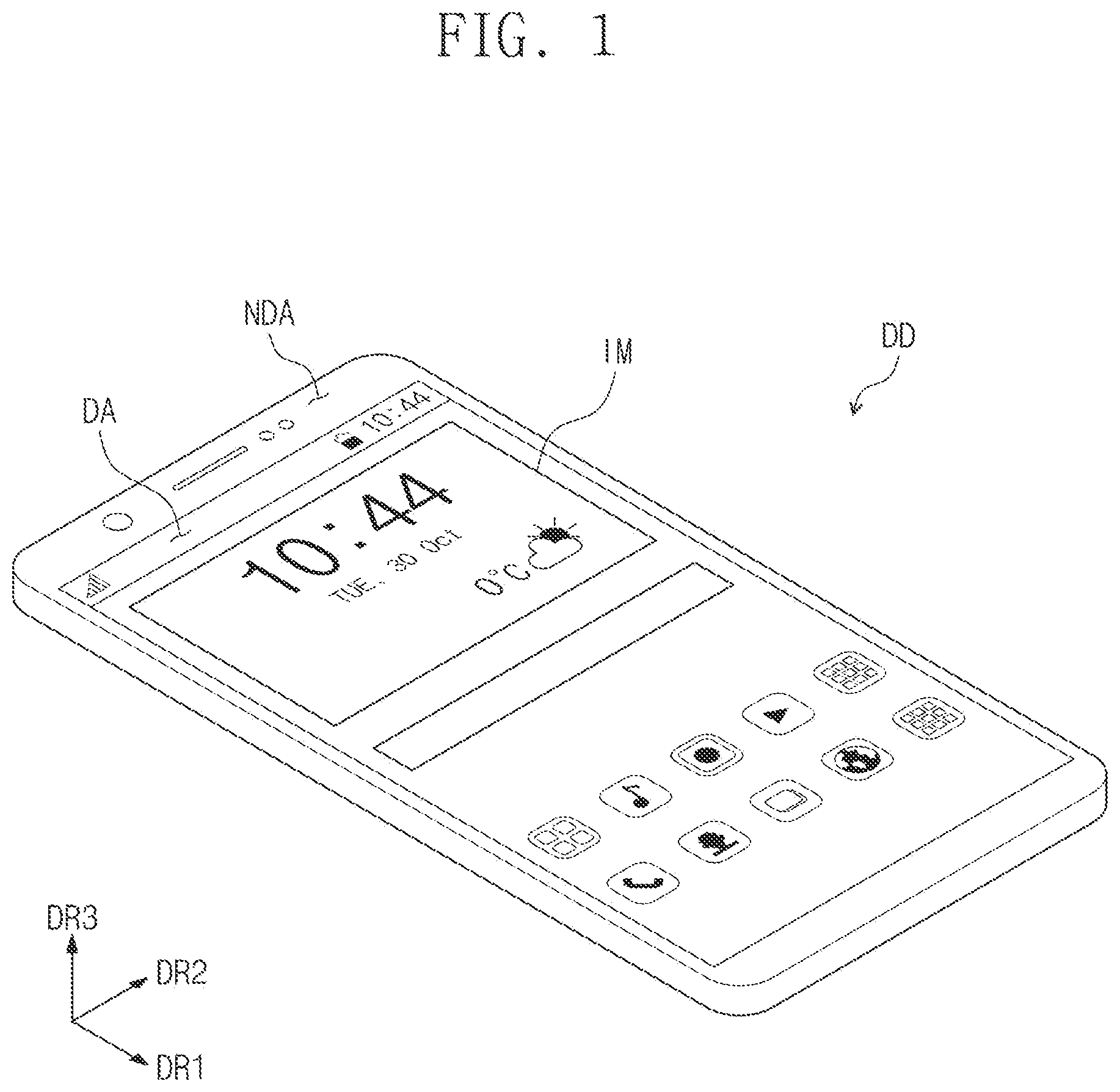 Patent US12105918 Figure 1 – Display device and method of manufacturing display device