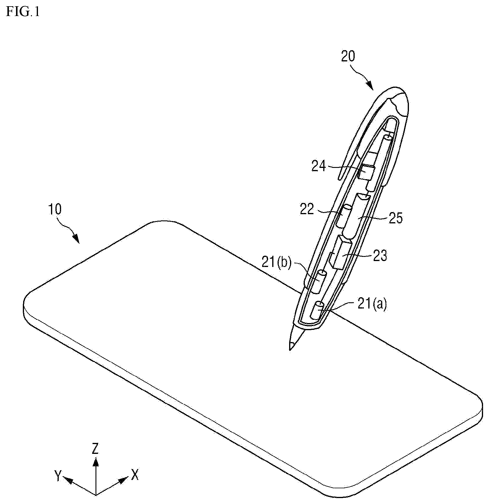 Patent US12105920 Figure 1 – Display device and touch input system including the same