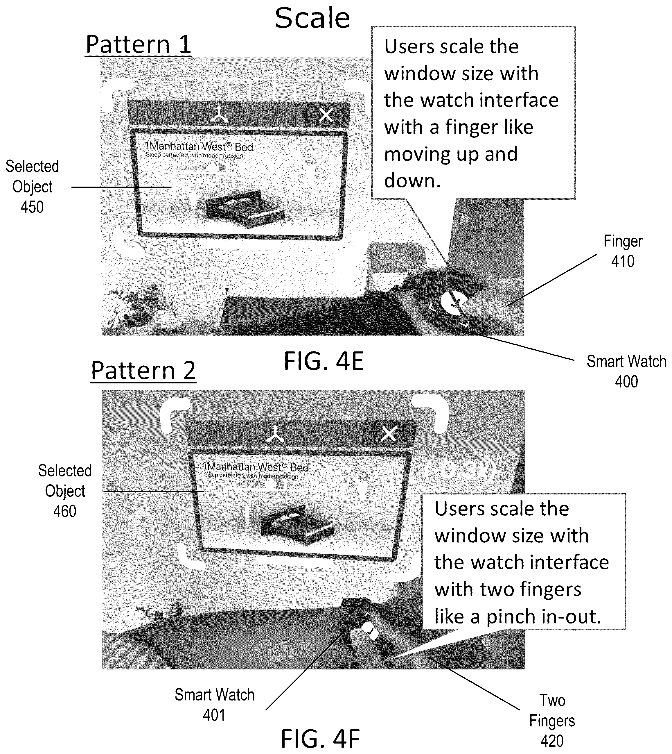 Patent US12105926 Figure 7 – XR manipulation feature with smart watch