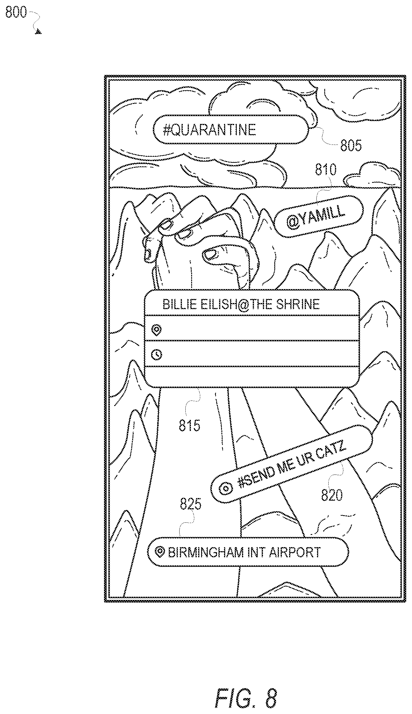 Patent US12105930 Figure 8 – Interactive messaging stickers