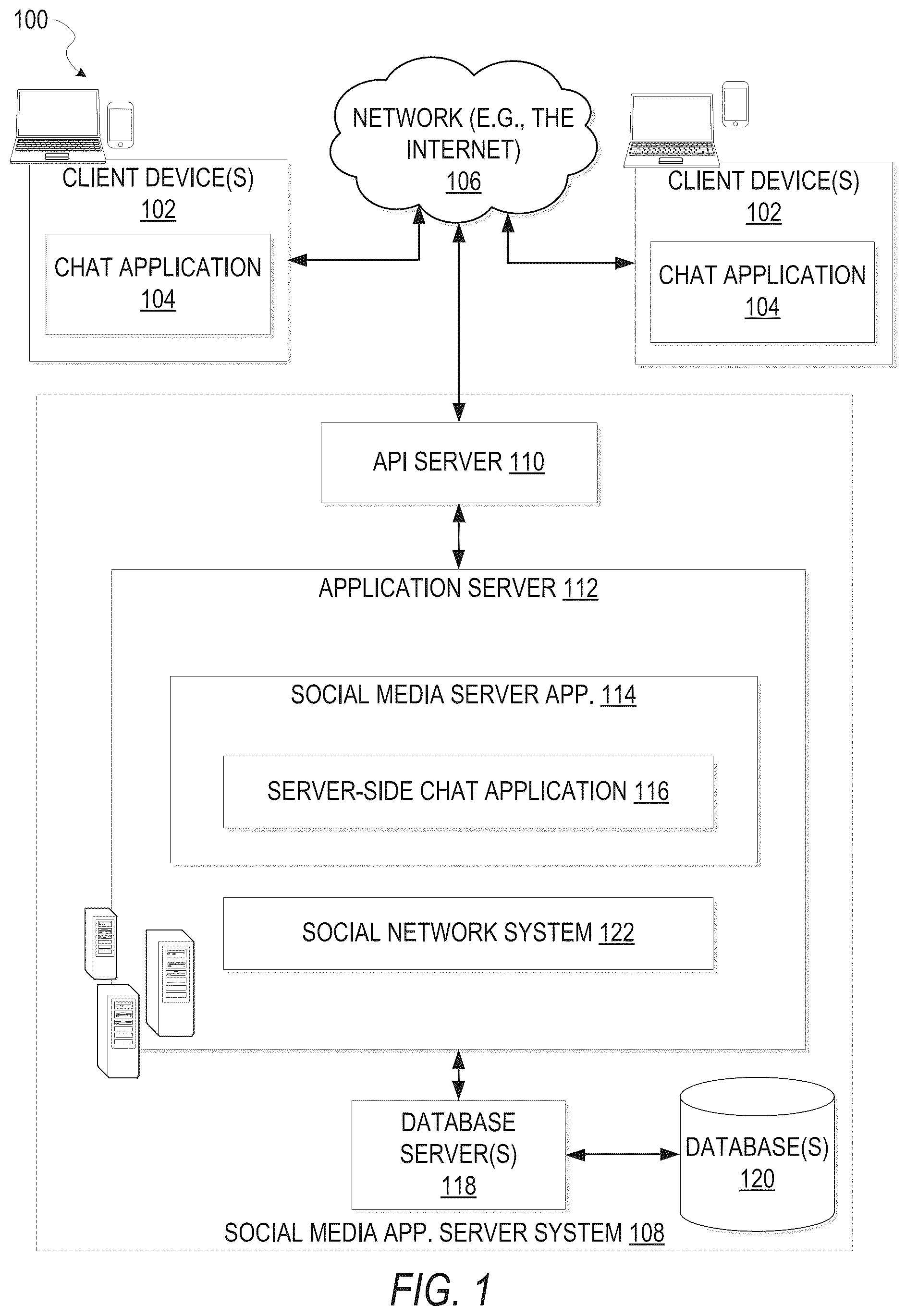 Patent US12105931 — Contextual action mechanisms in chat user interfaces — Figure 1