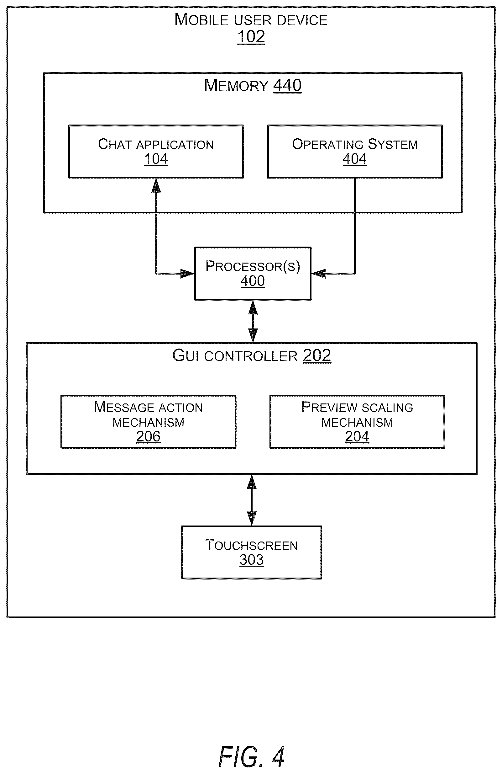 Patent US12105931 Figure 5 – Contextual action mechanisms in chat user interfaces