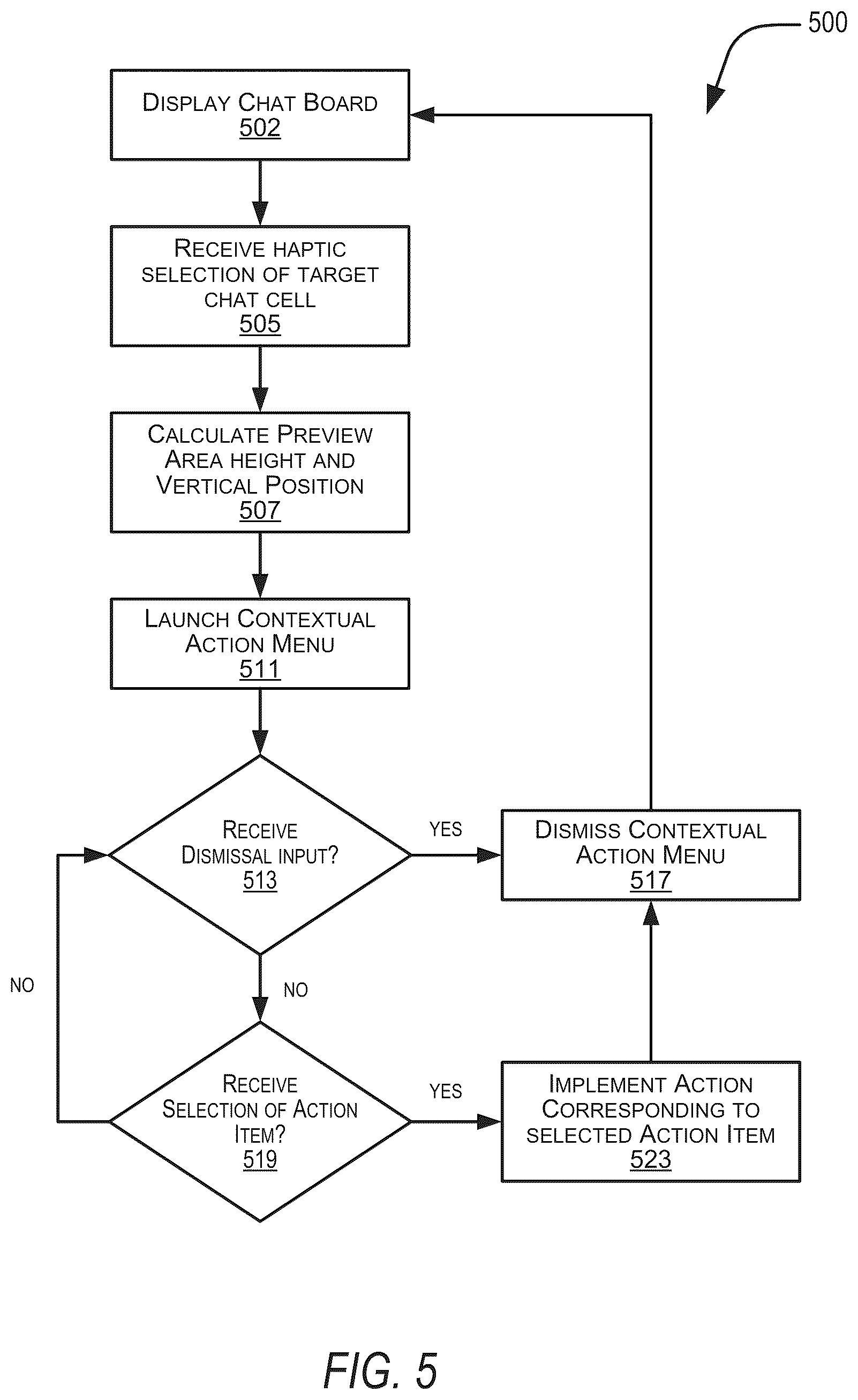 Patent US12105931 Figure 6 – Contextual action mechanisms in chat user interfaces