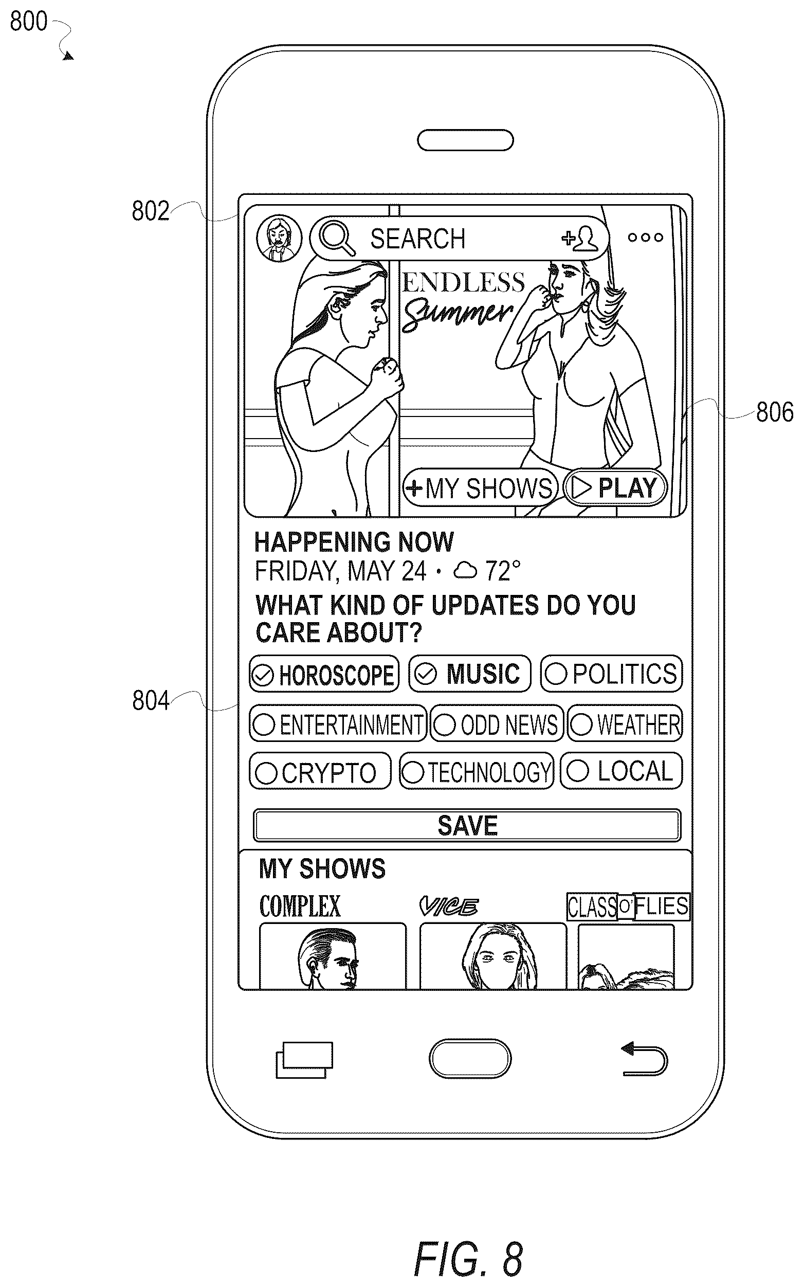 Patent US12105932 Figure 8 – Context based interface options