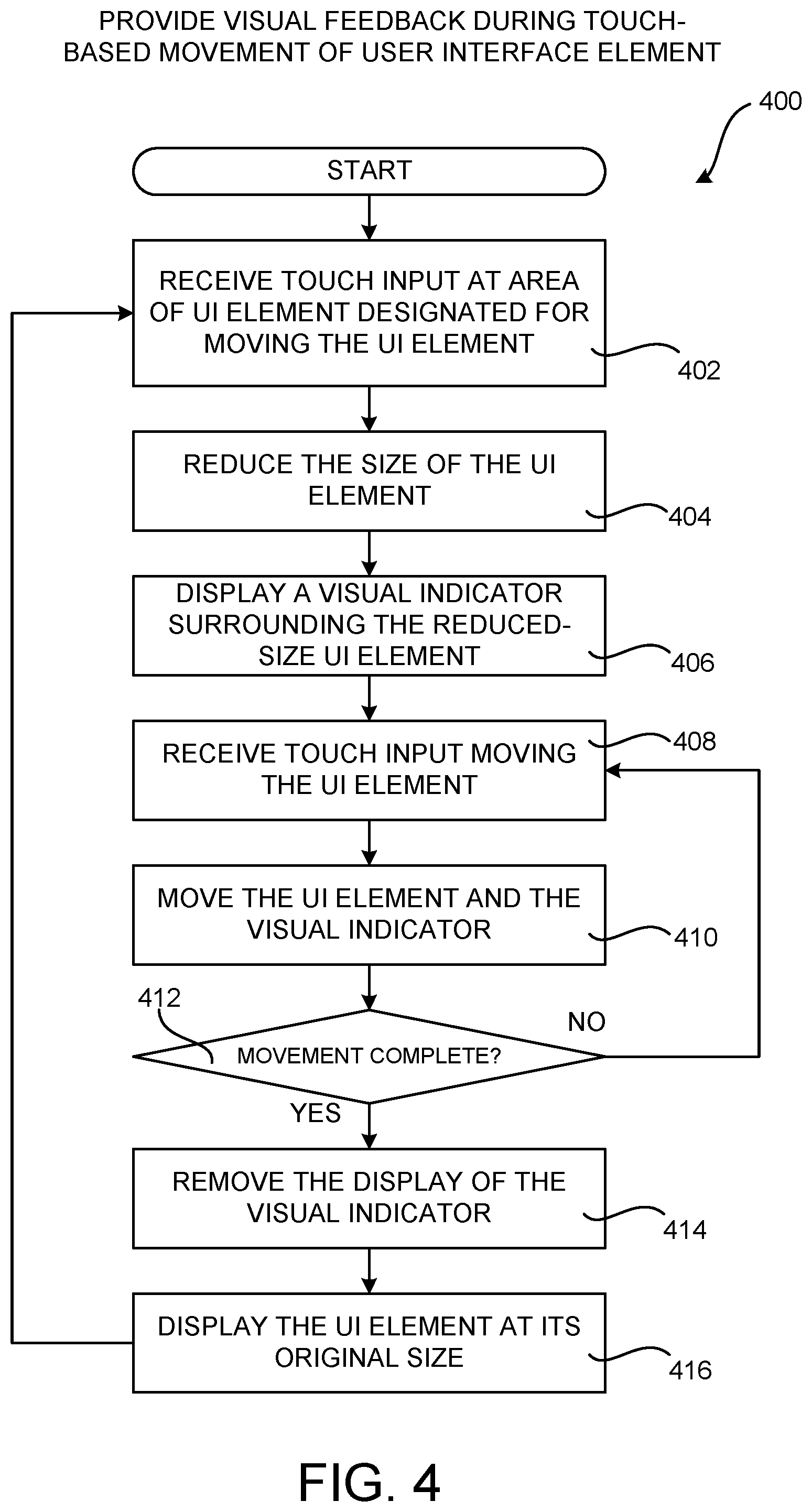 Patent US12105944 Figure 11 – Providing visual feedback during touch-based operations on user interface elements