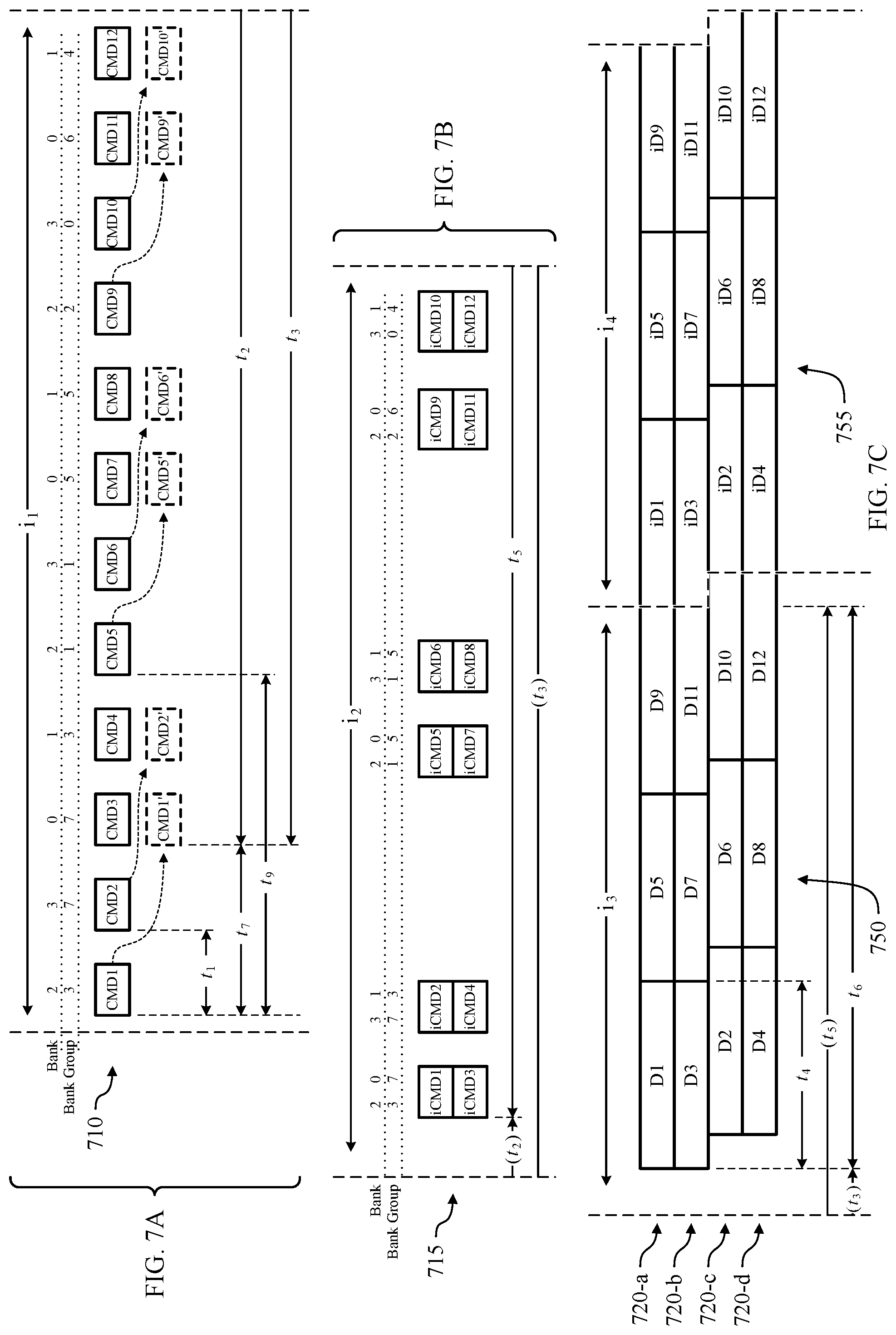 Patent US12105955 Figure 7 – Memory operations across banks with multiple column access