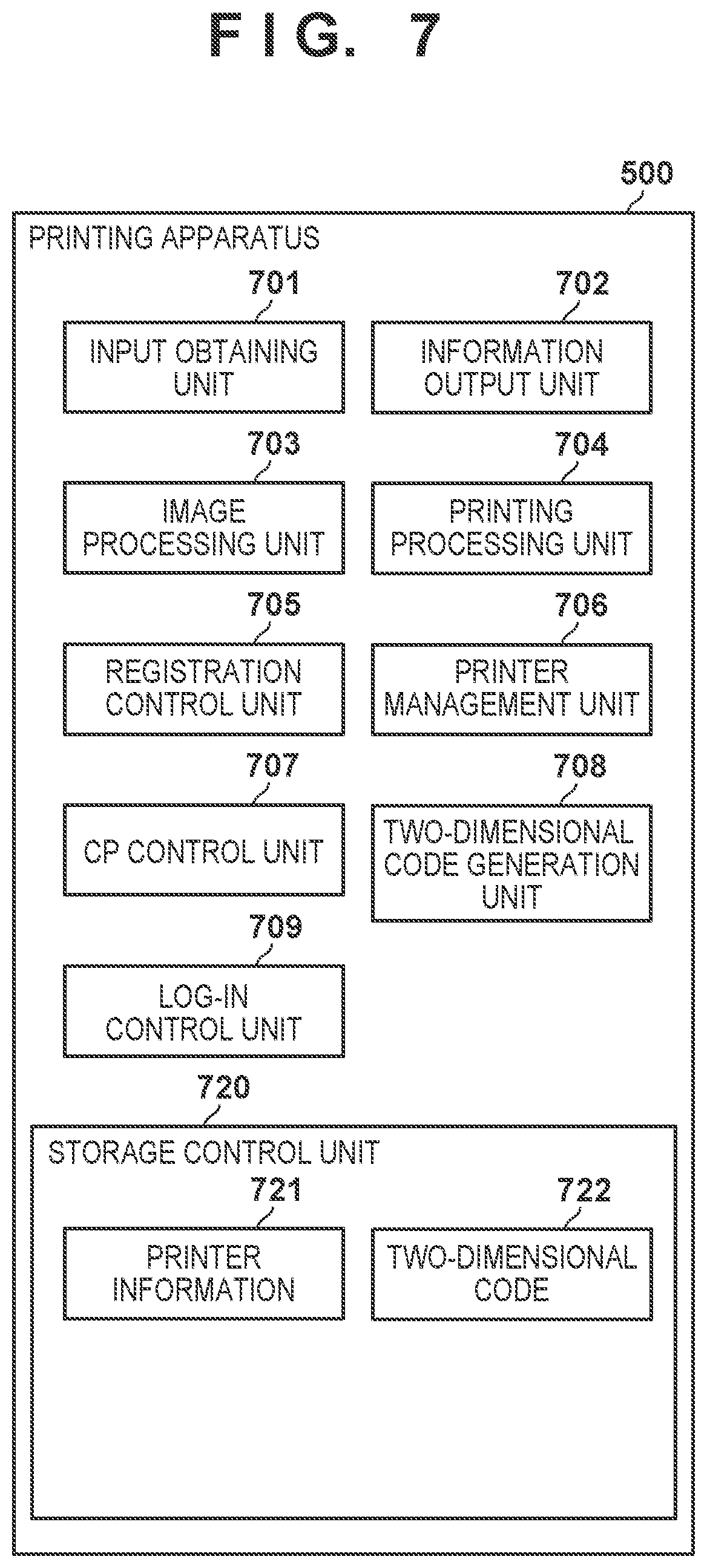 Patent US12105994 Figure 5 – Printing apparatus, control method, and program displaying 2D code with identification information allocated by print service only if printer registered to print service