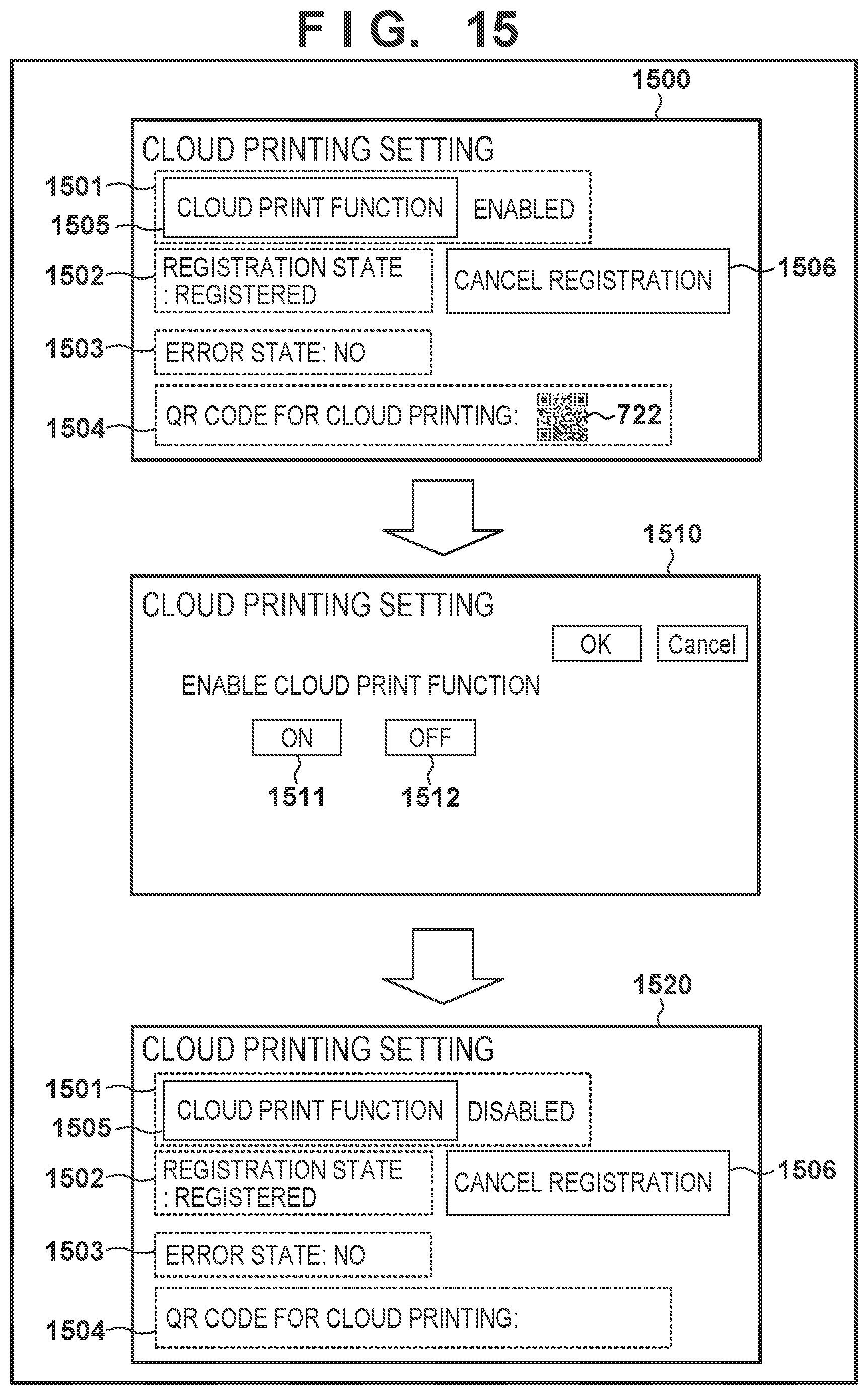Patent US12105994 Figure 12 – Printing apparatus, control method, and program displaying 2D code with identification information allocated by print service only if printer registered to print service