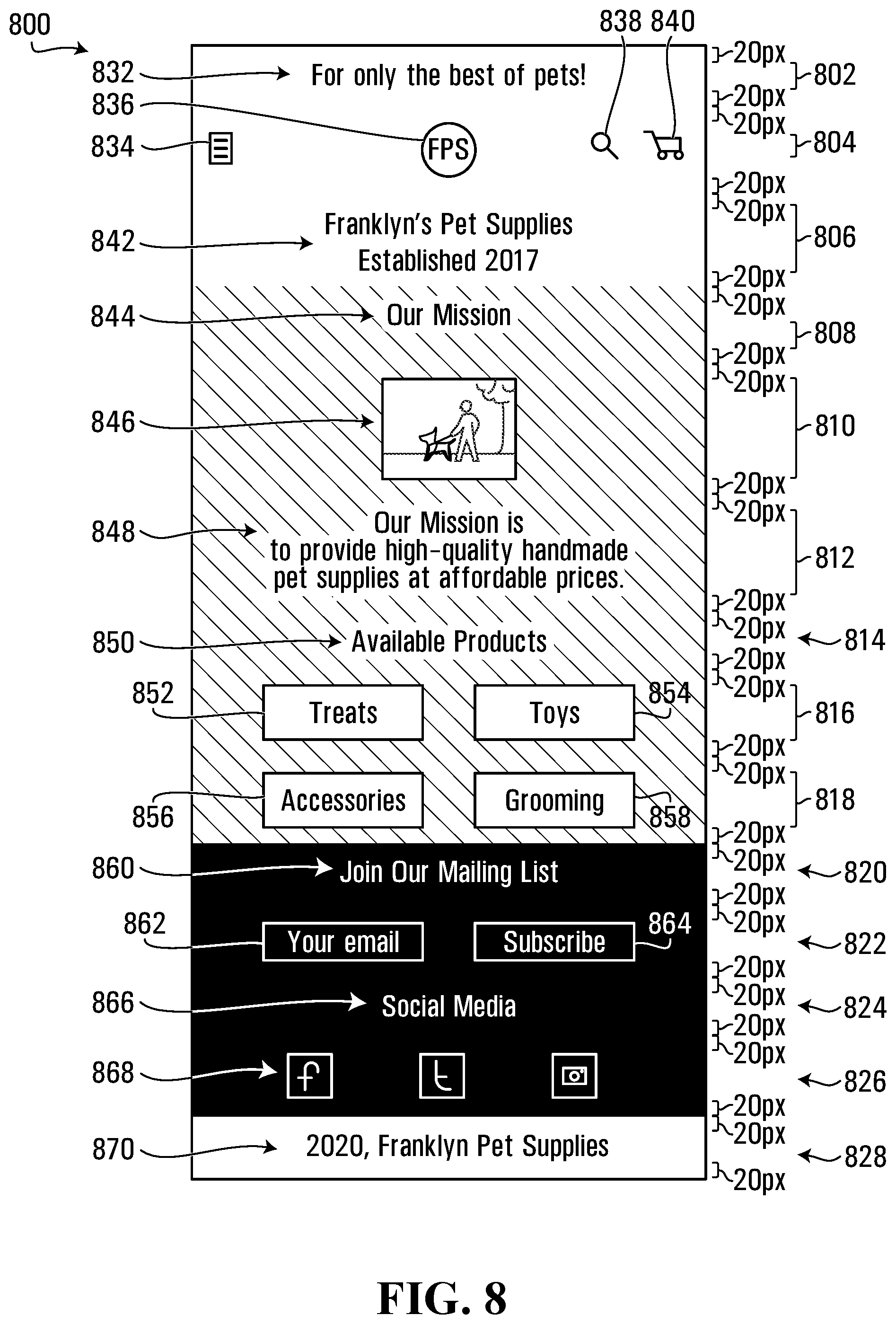 Patent US12106035 Figure 8 – Systems and methods for generating digital layouts with feature-based formatting