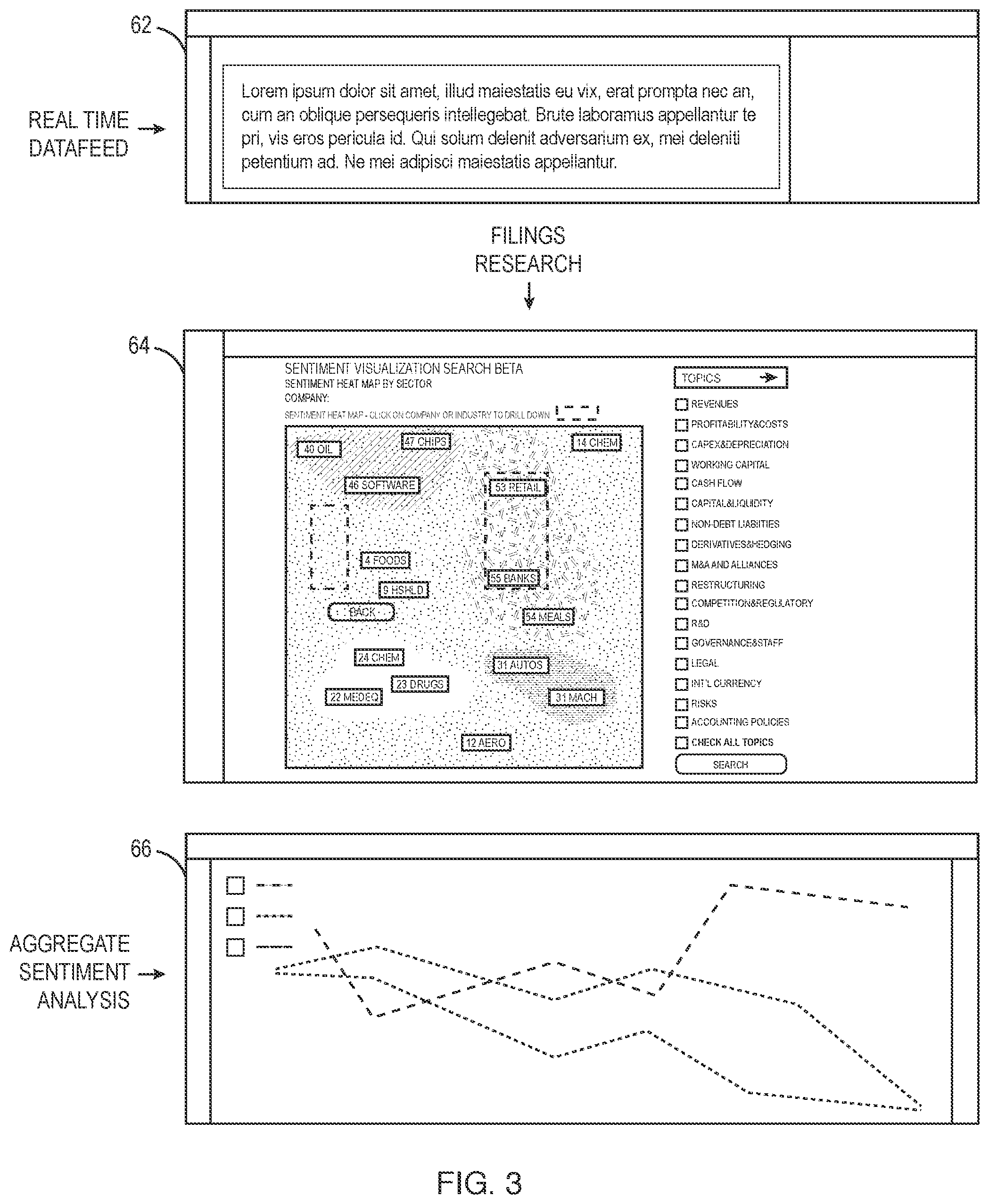 Patent US12106047 Figure 3 – User interface for use with a search engine for searching financial related documents