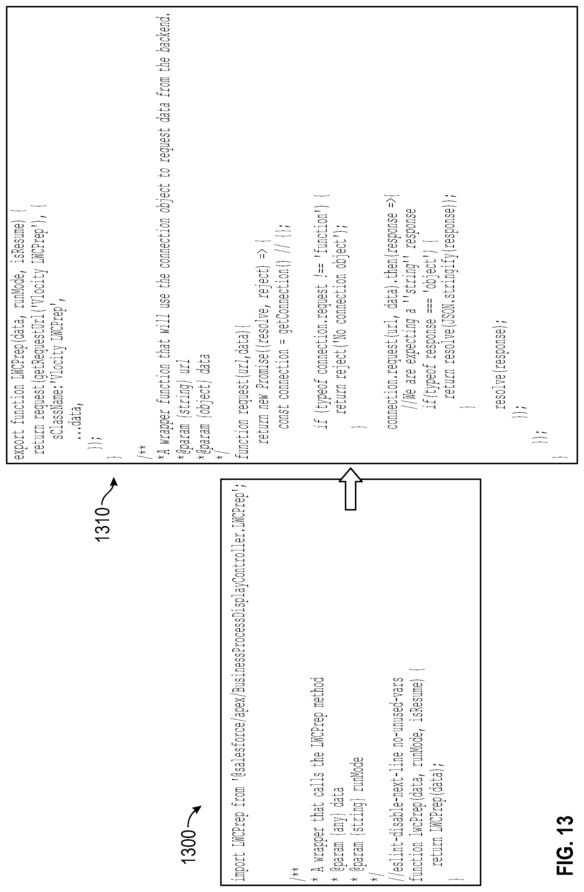 Patent US12106077 Figure 13 – Process flow builder for extensible web component sequences