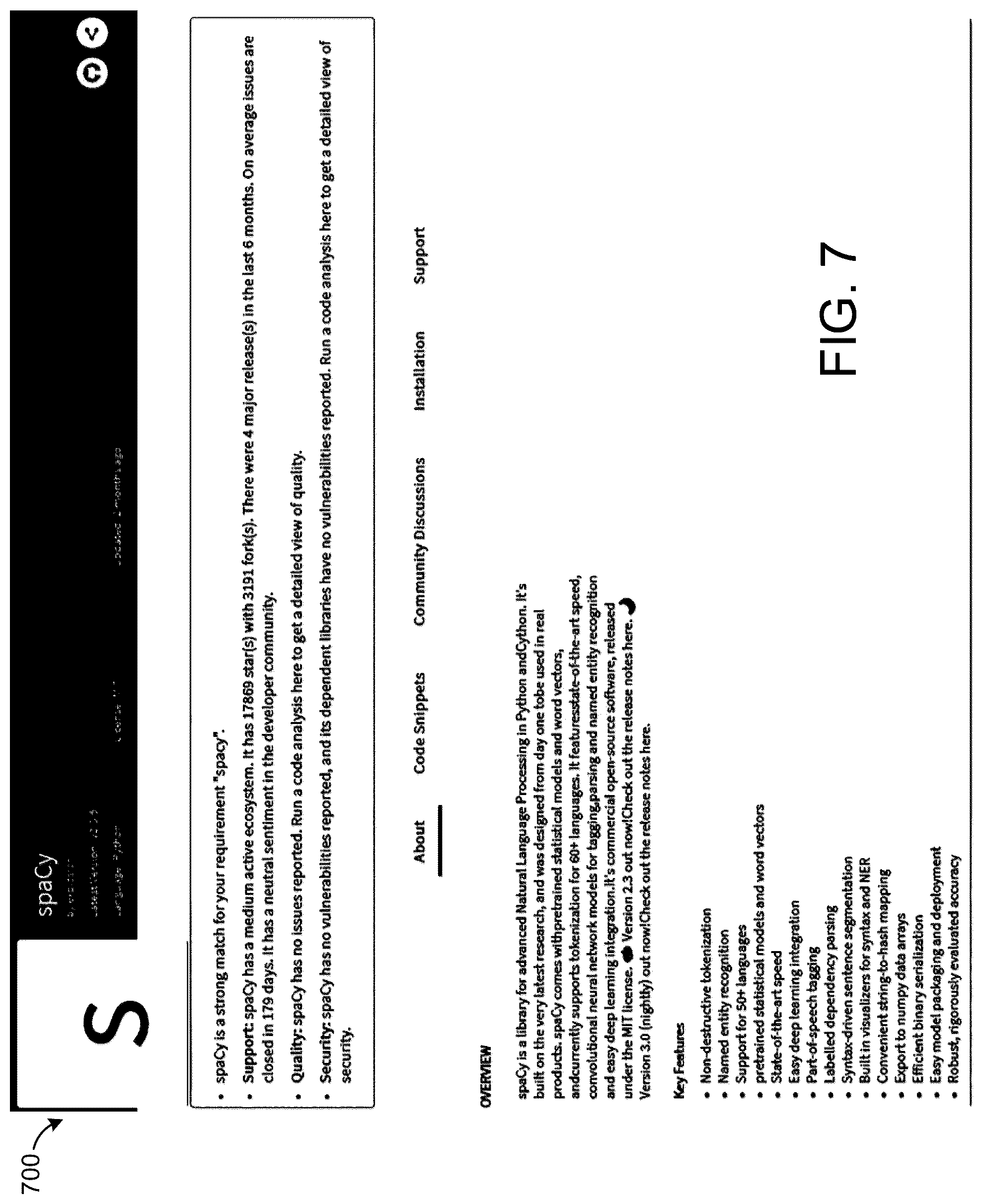 Patent US12106094 Figure 7 – Methods and systems for auto creation of software component reference guide from multiple information sources