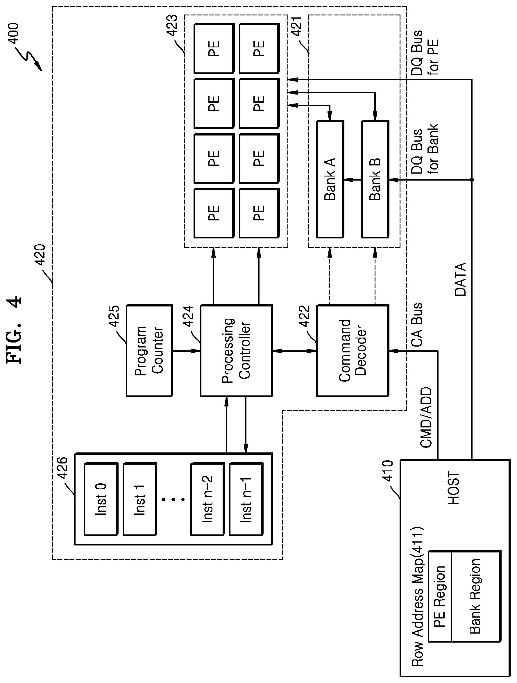 Patent US12106107 Figure 4 – Memory device for processing operation, data processing system including the same, and method of operating the memory device