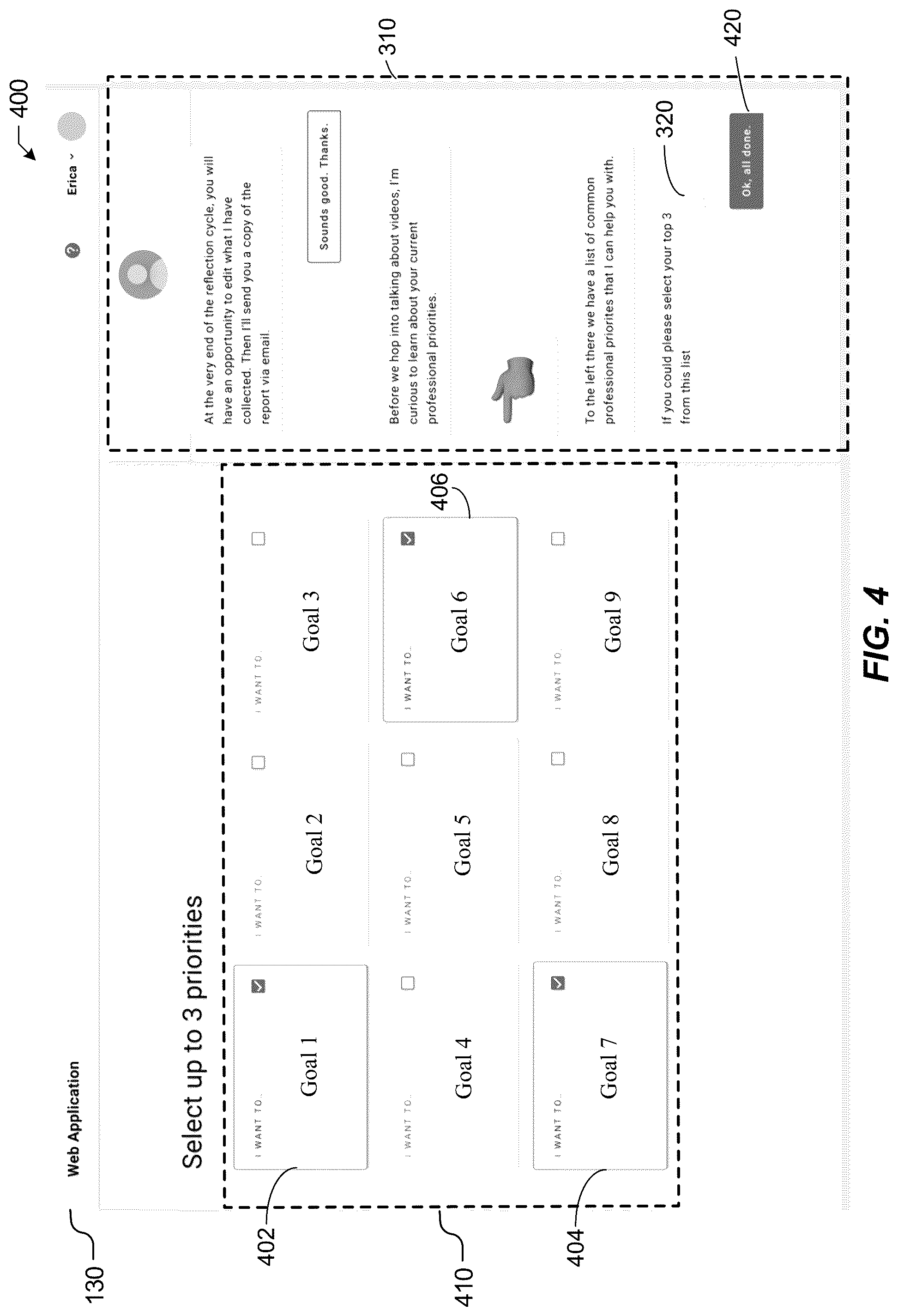 Patent US12106126 Figure 4 – Conversational assistant control of a graphical user interface