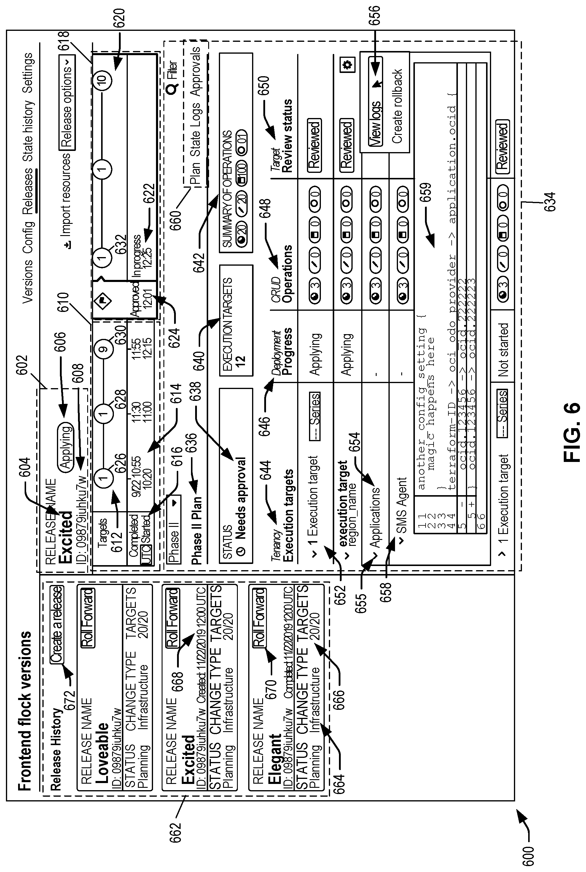 Patent US12106156 Figure 6 – User interface techniques for an infrastructure orchestration service