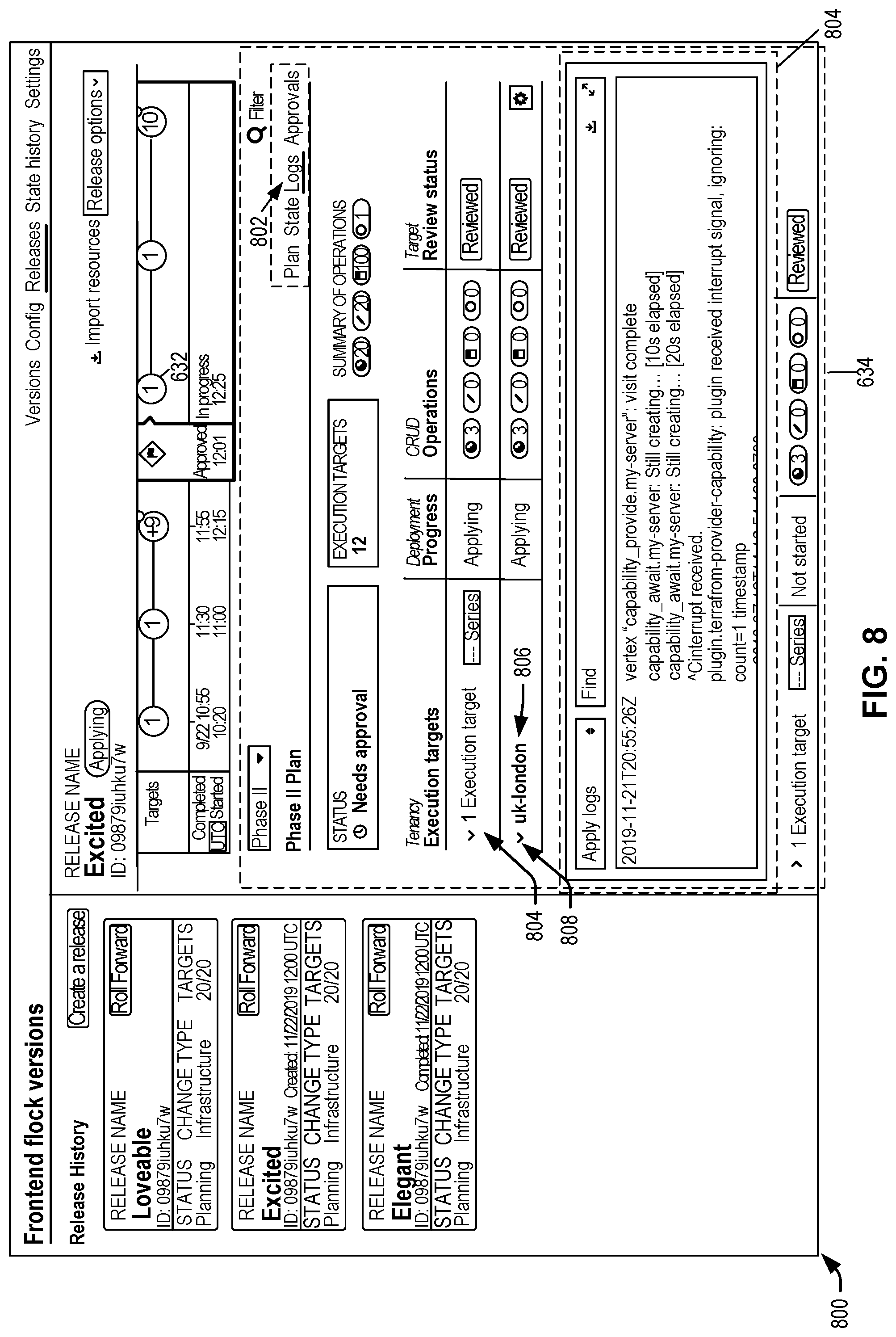 Patent US12106156 Figure 8 – User interface techniques for an infrastructure orchestration service