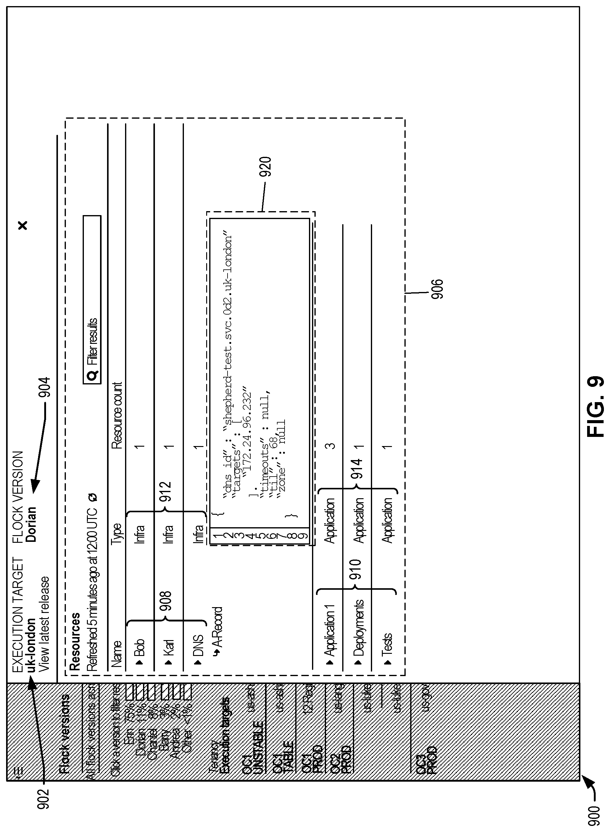 Patent US12106156 Figure 9 – User interface techniques for an infrastructure orchestration service