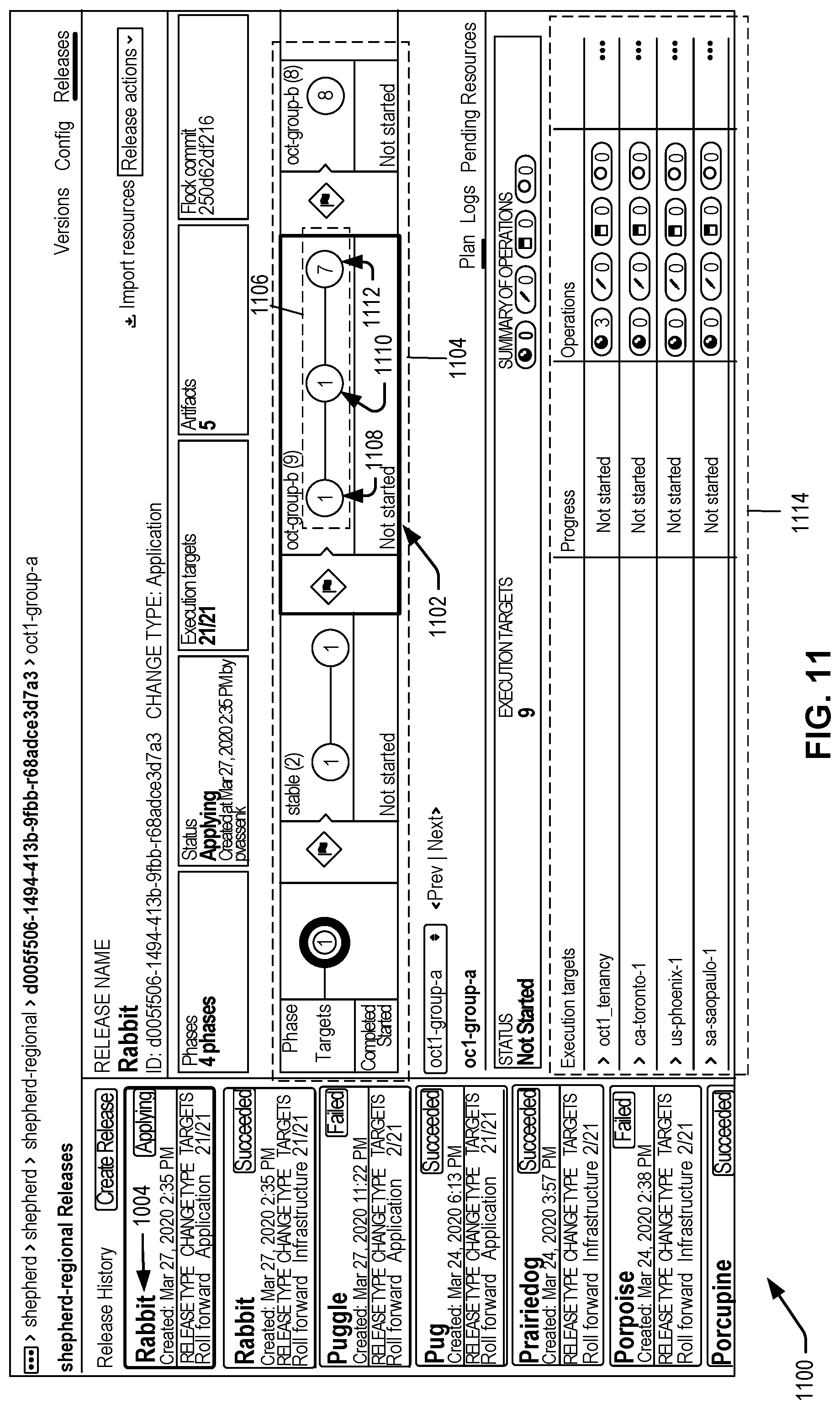 Patent US12106156 Figure 11 – User interface techniques for an infrastructure orchestration service