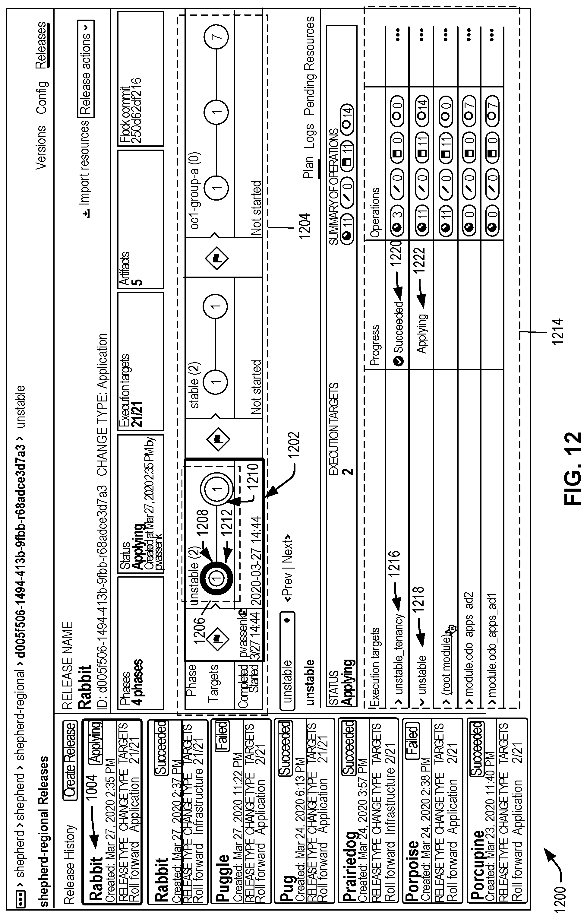 Patent US12106156 Figure 12 – User interface techniques for an infrastructure orchestration service