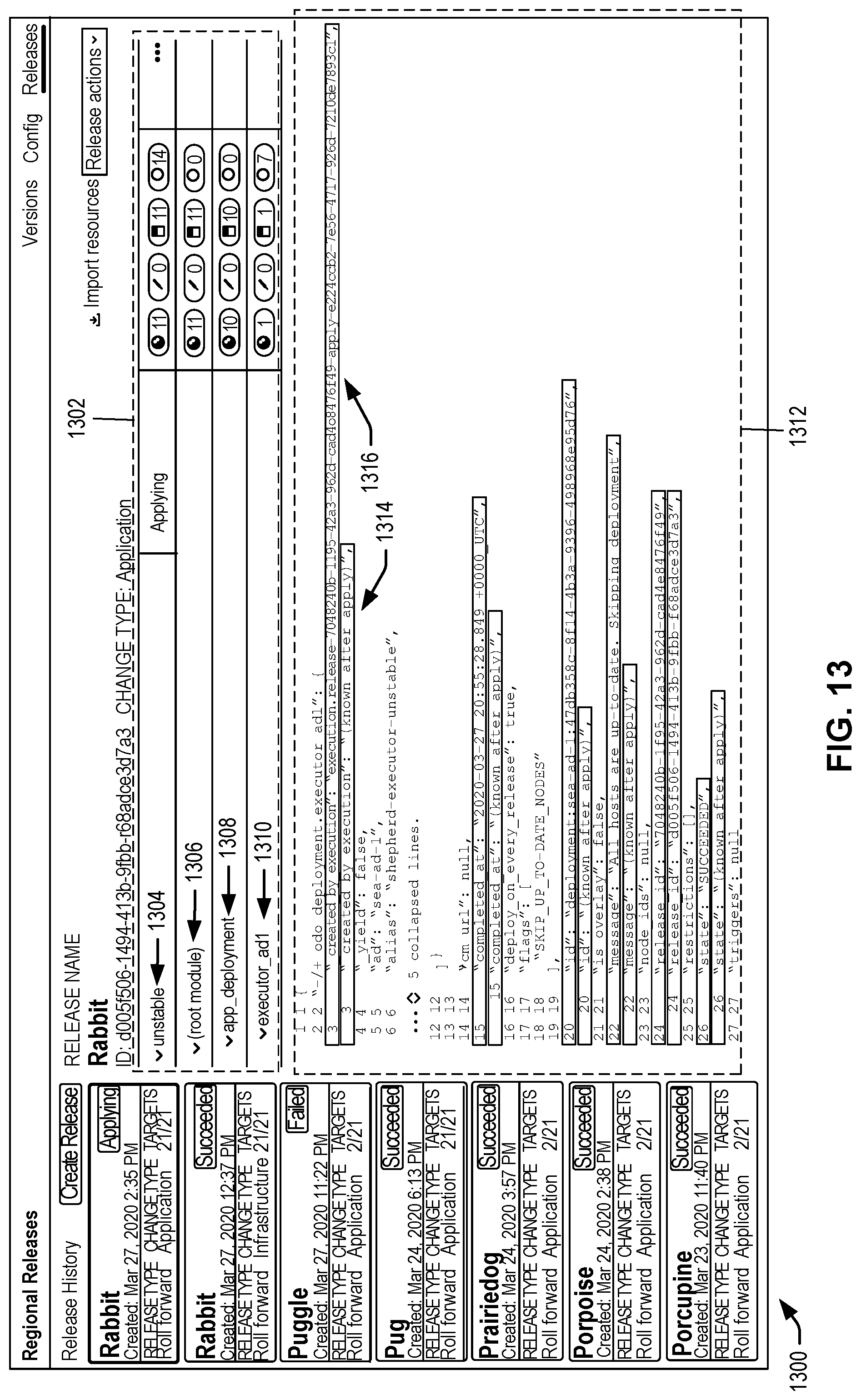 Patent US12106156 Figure 13 – User interface techniques for an infrastructure orchestration service