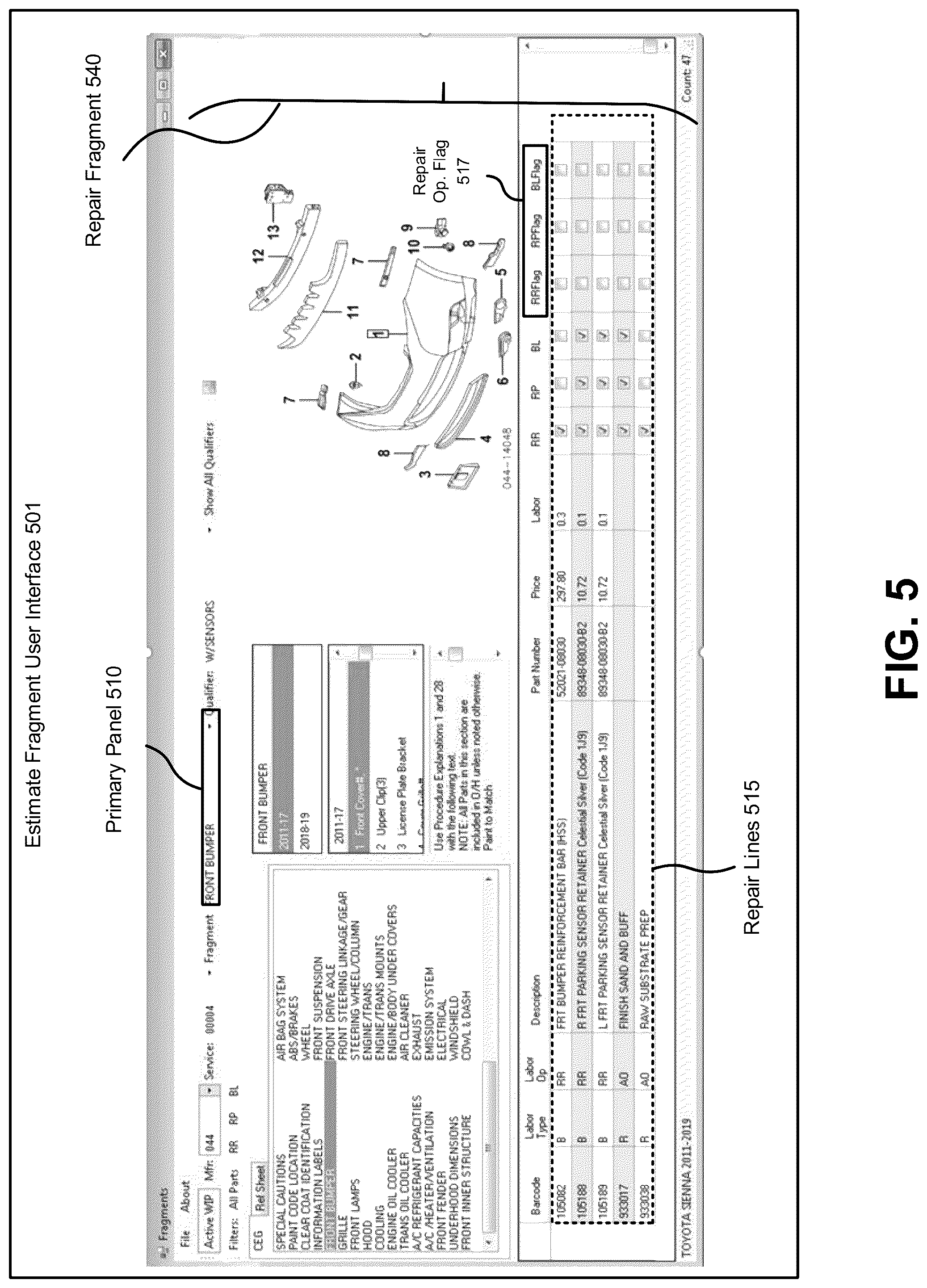 Patent US12106213 Figure 5 – Systems and methods for automatically determining adjacent panel dependencies during damage appraisal