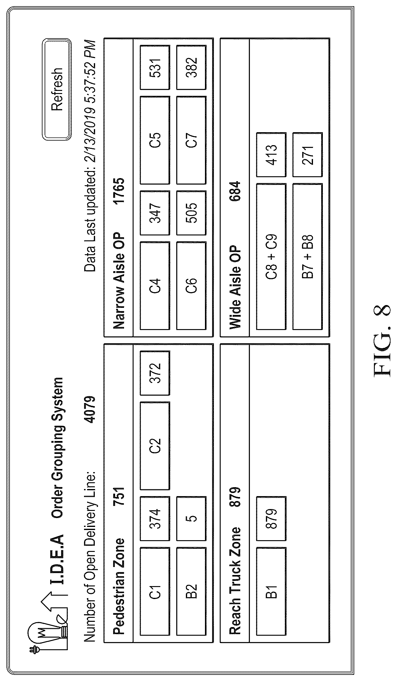 Patent US12106236 Figure 8 – Warehouse order picking optimization system and method
