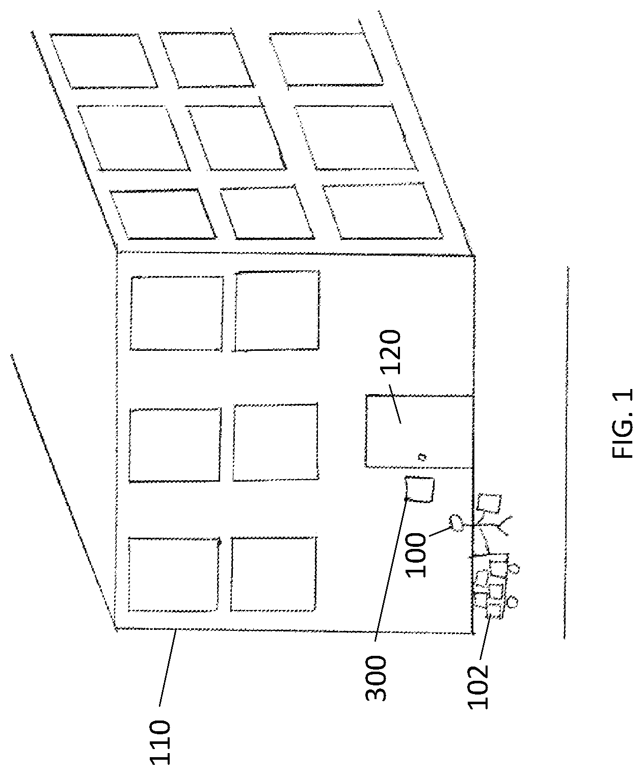 Patent US12106258 — System and method for enabling unattended package delivery to multi-dwelling properties — Figure 1