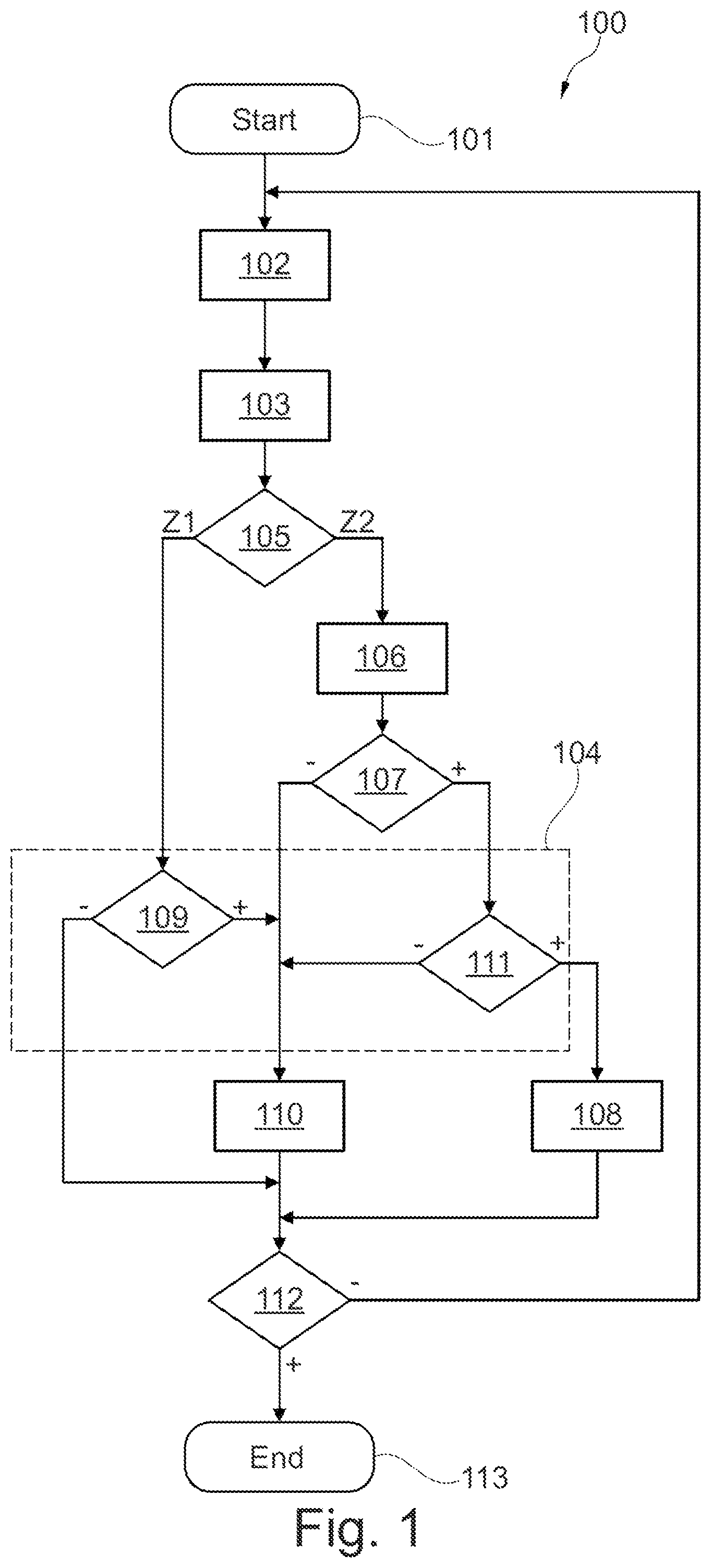 Patent US12106260 — Monitoring a vehicle cargo space for objects connected to beacon-transmitting devices — Figure 1