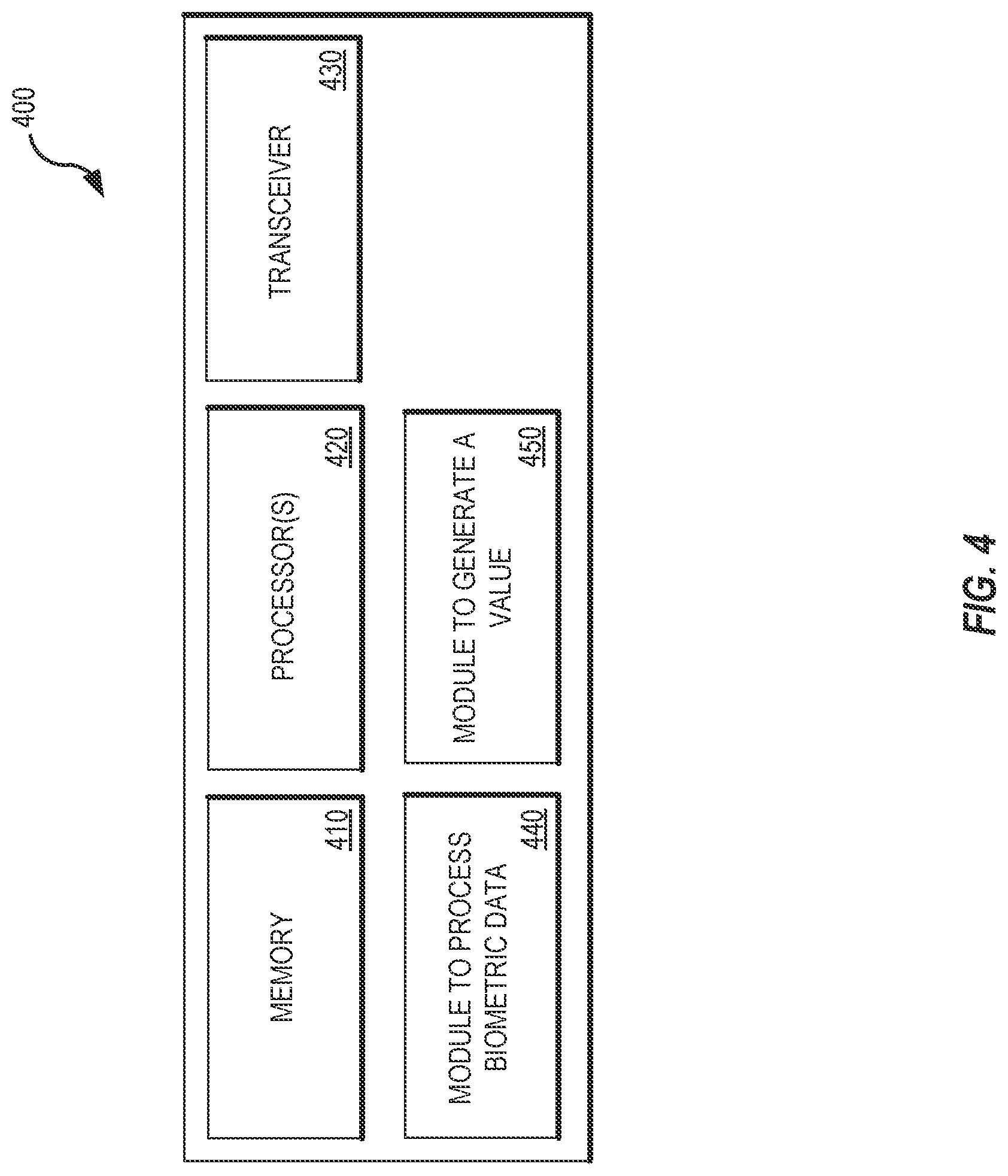 Patent US12106279 Figure 4 – Biometric authentication system