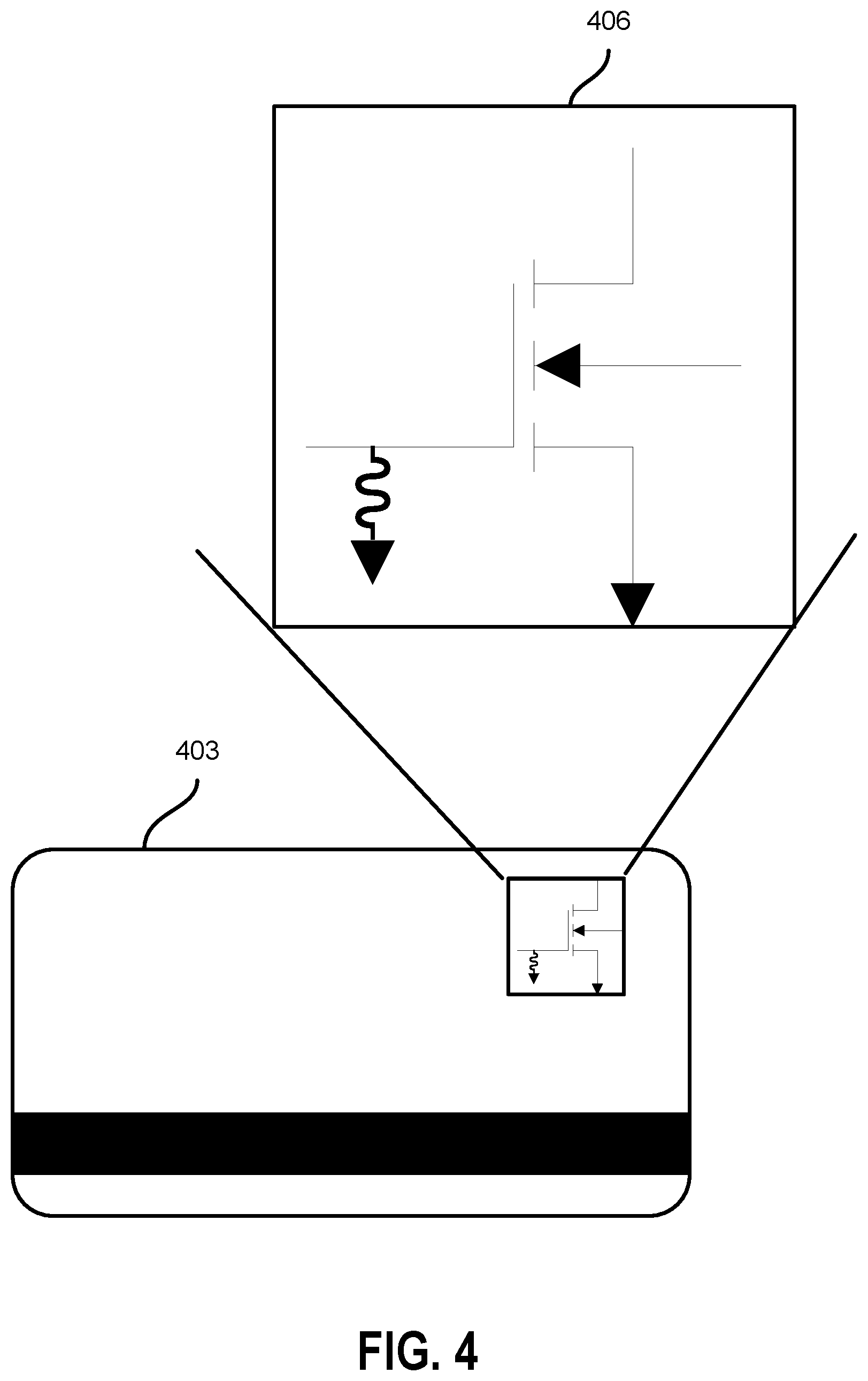 Patent US12106284 Figure 4 – Local hardware deactivation of a transaction card