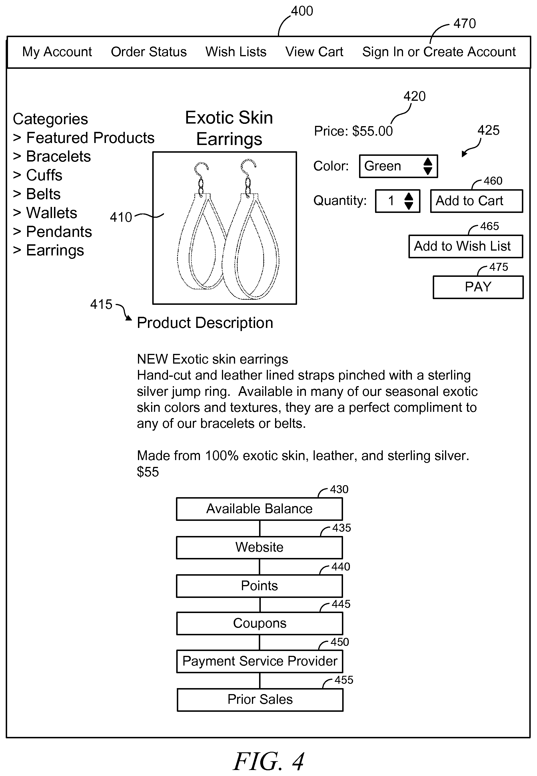 Patent US12106343 Figure 4 – Shopping assistant with account balance limit display
