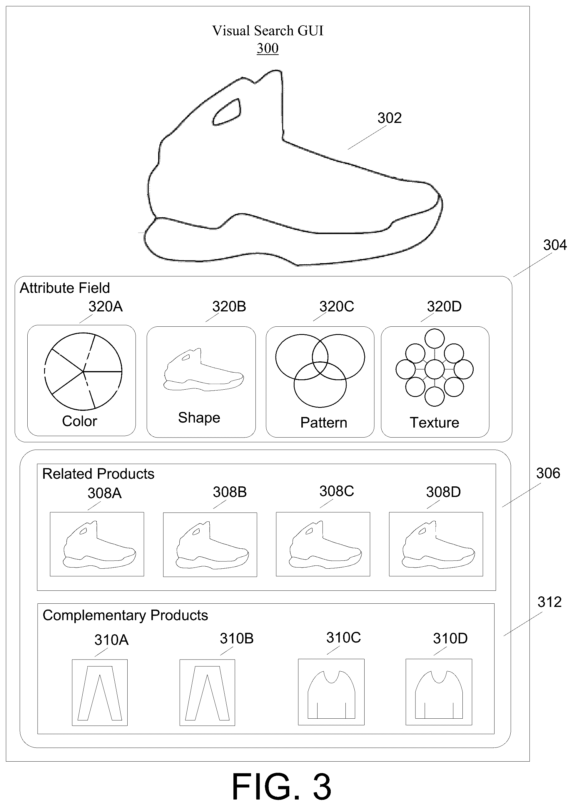 Patent US12106348 Figure 3 – Product presentation assisted by visual search