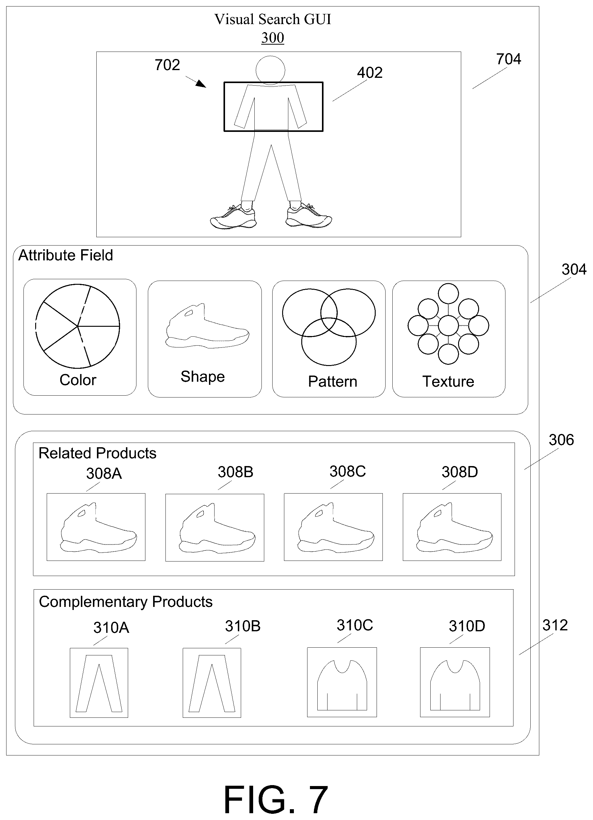 Patent US12106348 Figure 7 – Product presentation assisted by visual search
