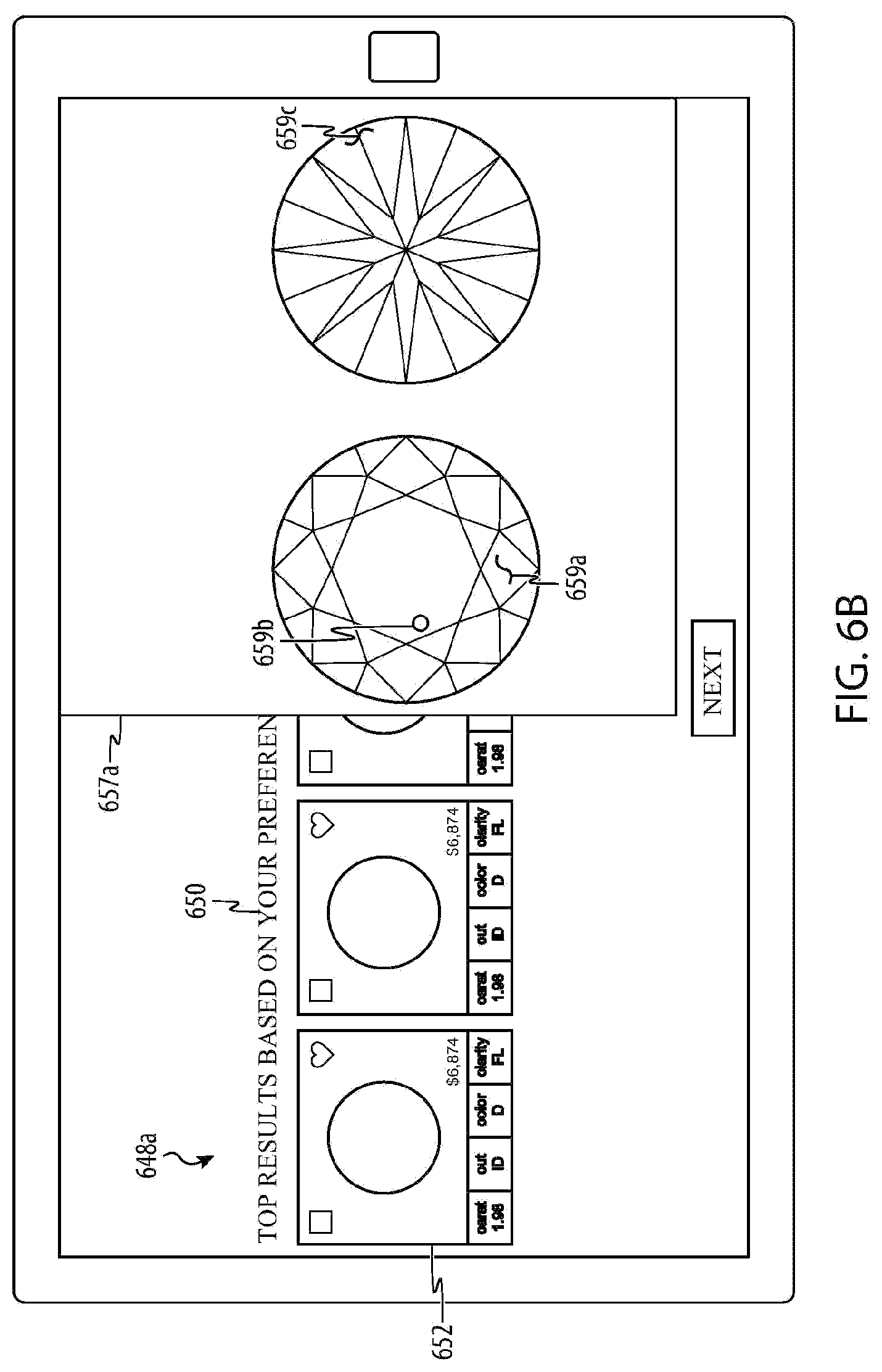 Patent US12106349 Figure 8 – System and graphical interface for diamond selection