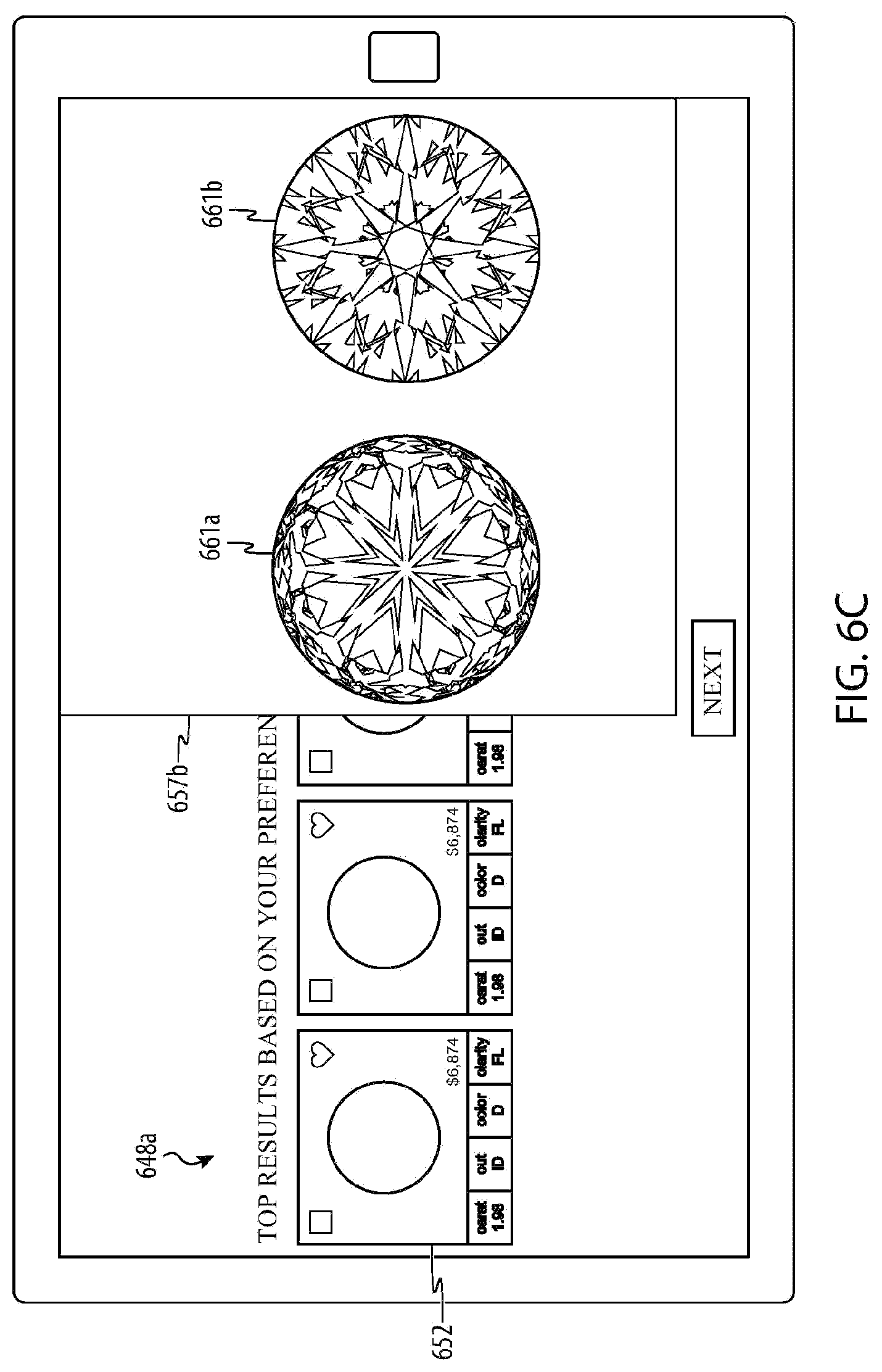 Patent US12106349 Figure 9 – System and graphical interface for diamond selection