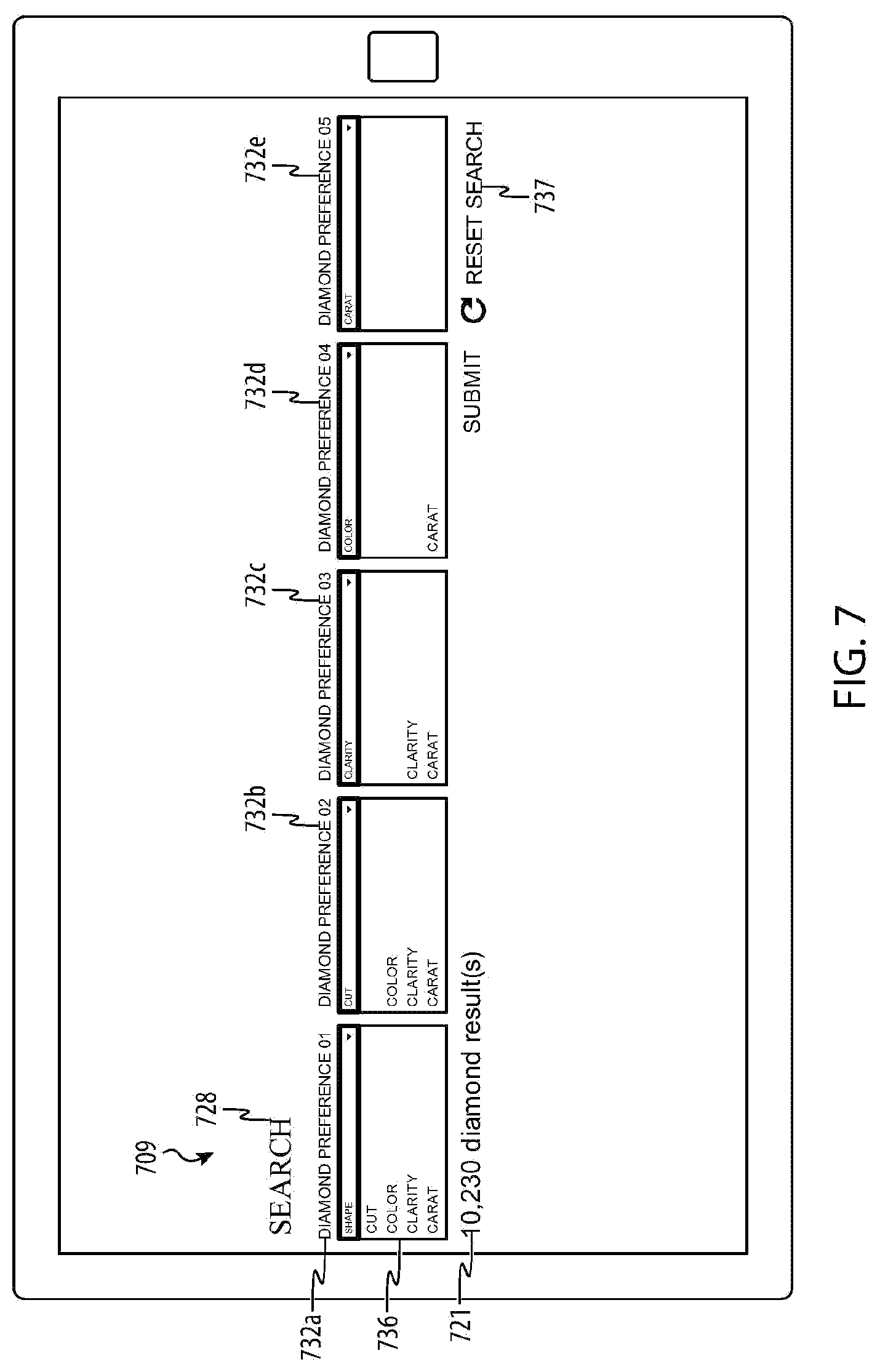 Patent US12106349 Figure 11 – System and graphical interface for diamond selection