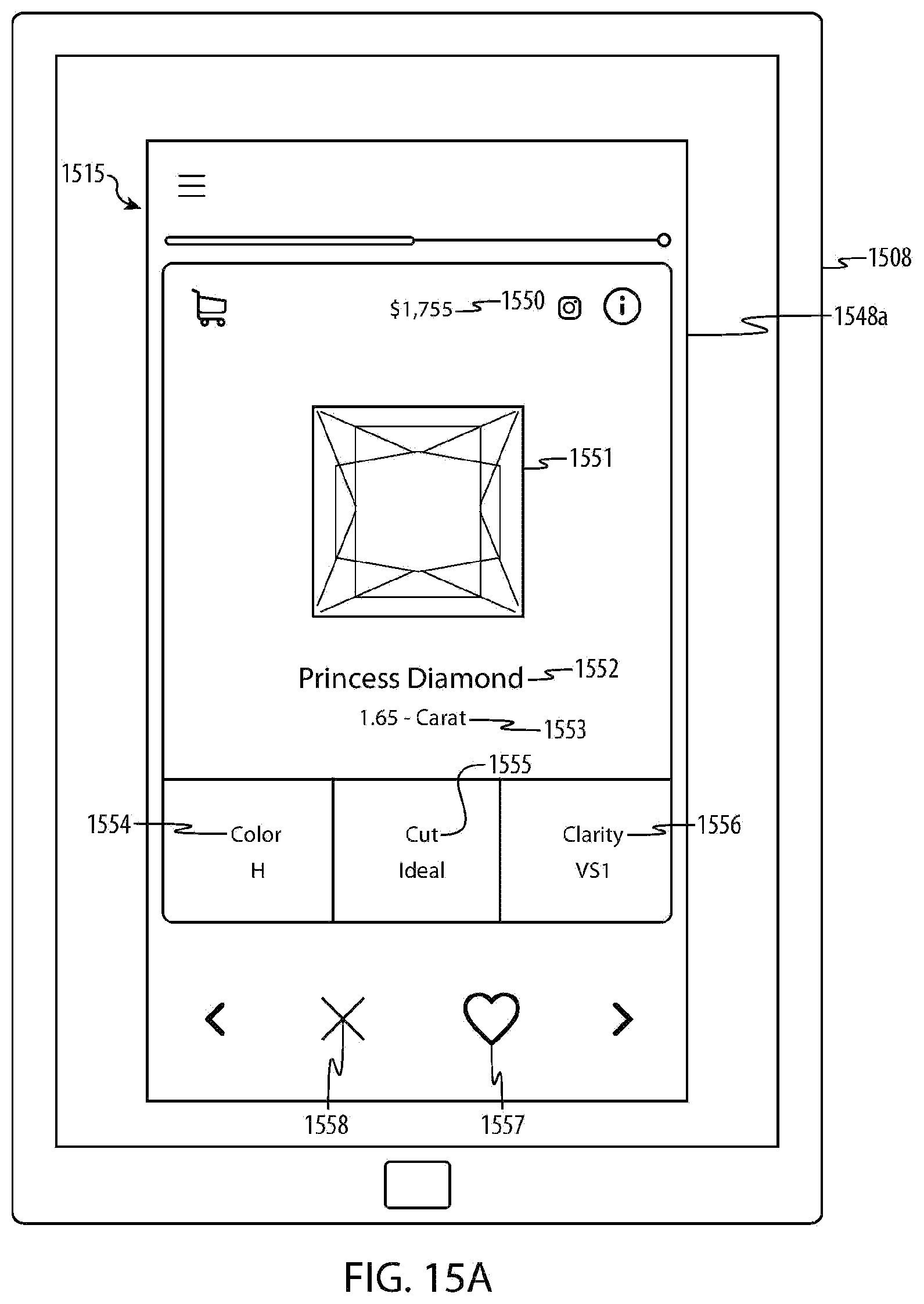 Patent US12106349 Figure 20 – System and graphical interface for diamond selection