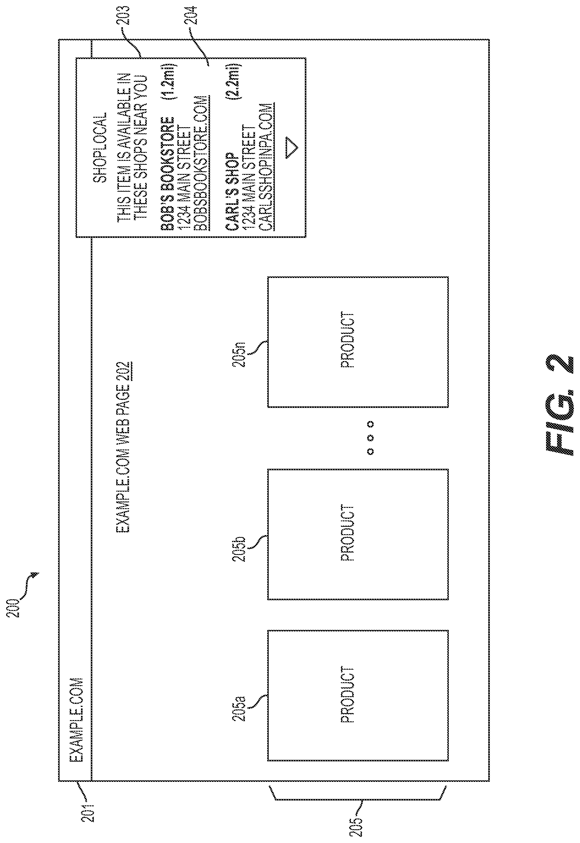 Patent US12106361 Figure 2 – Systems and methods for identifying location-based information associated with a product on a web page