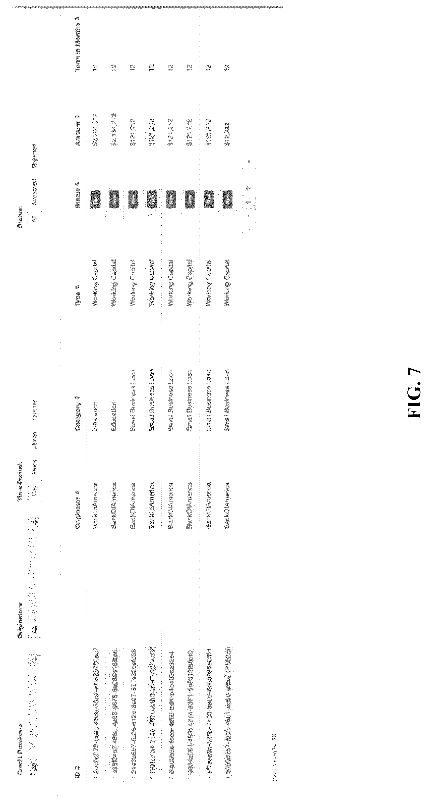 Patent US12106364 Figure 7 – Methods, systems, and media for providing a networking platform for dynamically aggregating and routing loan inquiries