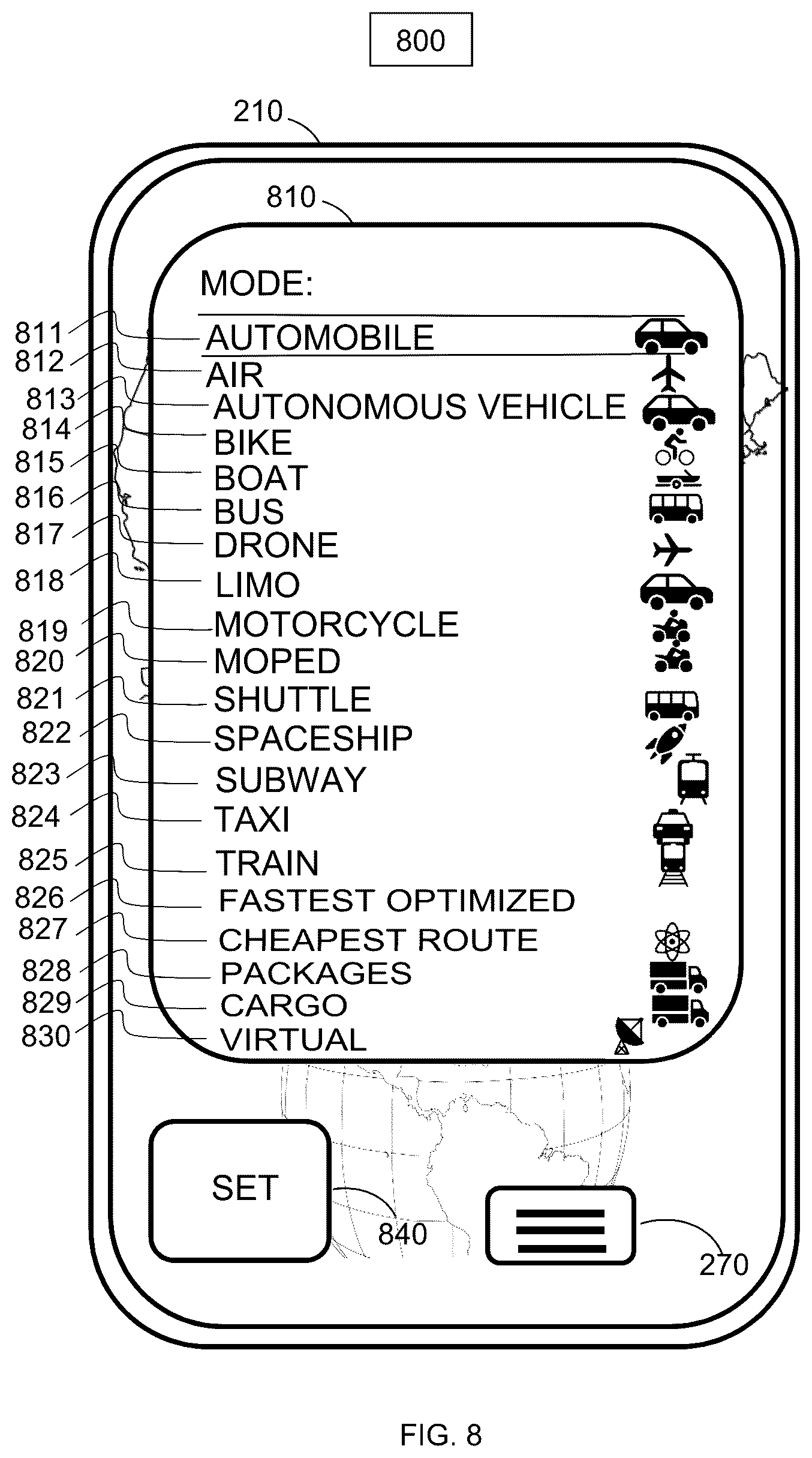 Patent US12106365 Figure 8 – Web browser and operating system portal and search portal with price time priority queues