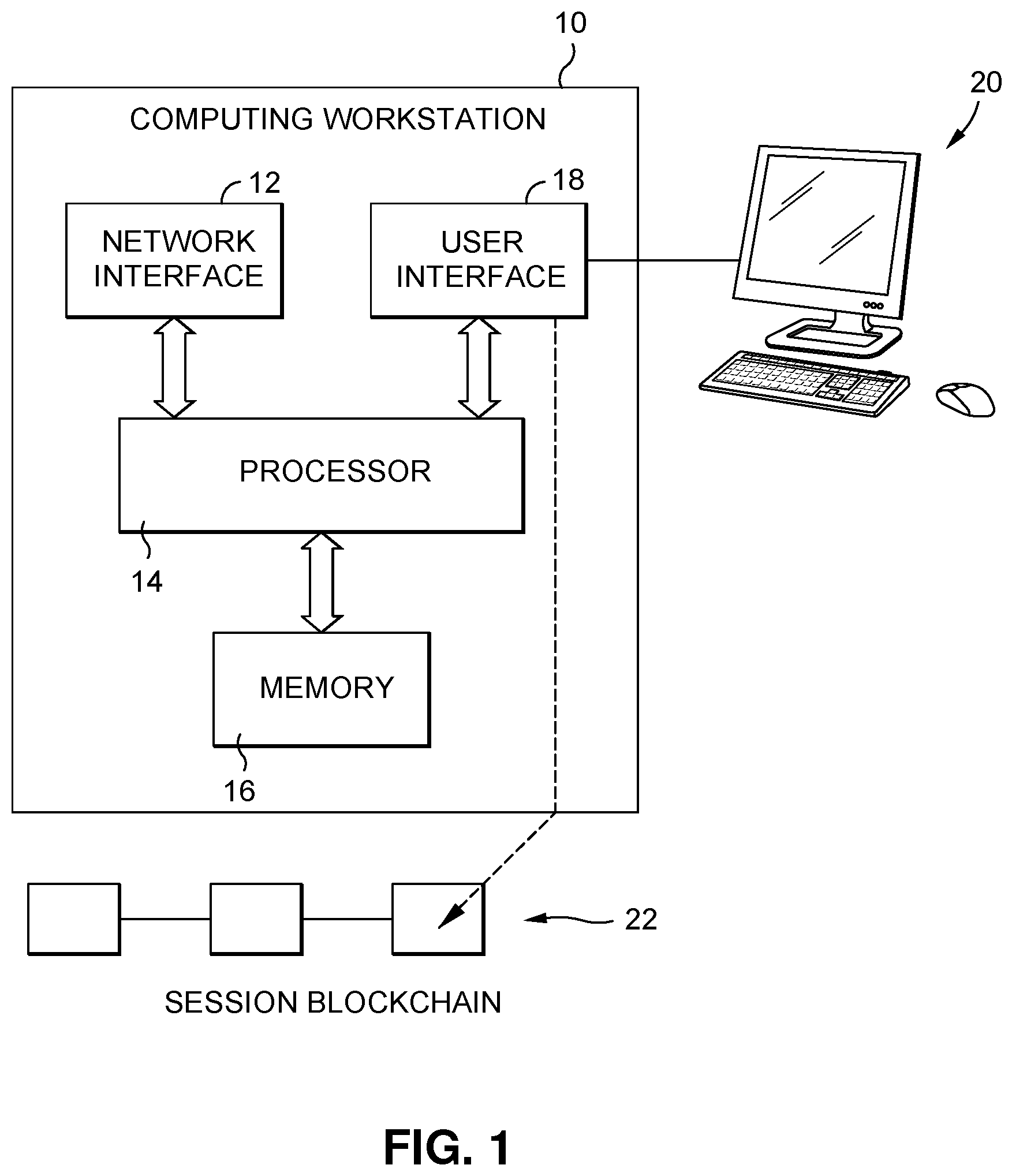 Patent US12106381 Figure 1 – User interface log validation via blockchain system and methods