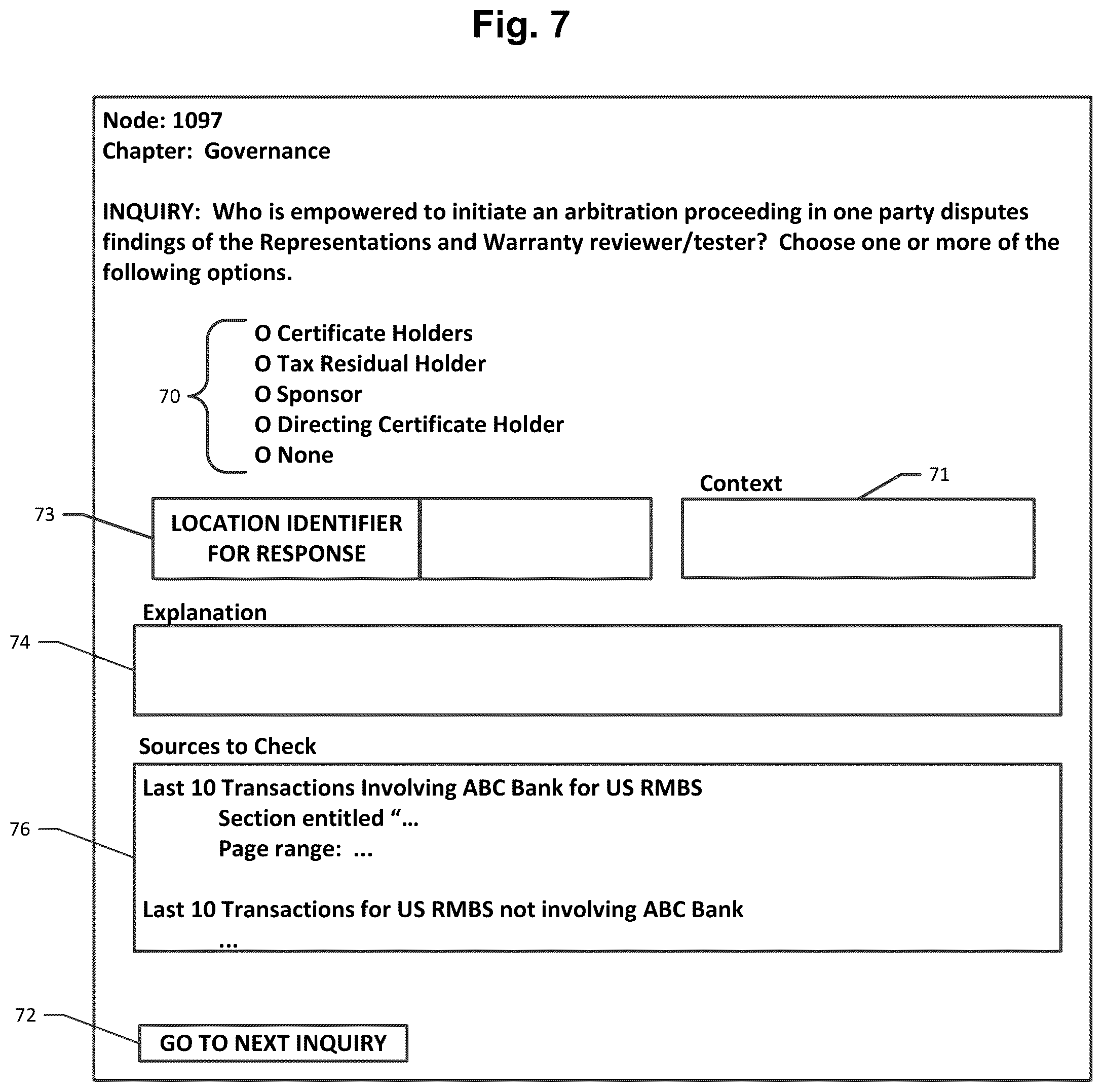 Patent US12106382 Figure 7 – Computer system and method for detecting, extracting, weighing, benchmarking, scoring, reporting and capitalizing on complex risks found in buy/sell transactional agreements, financing agreements and research documents