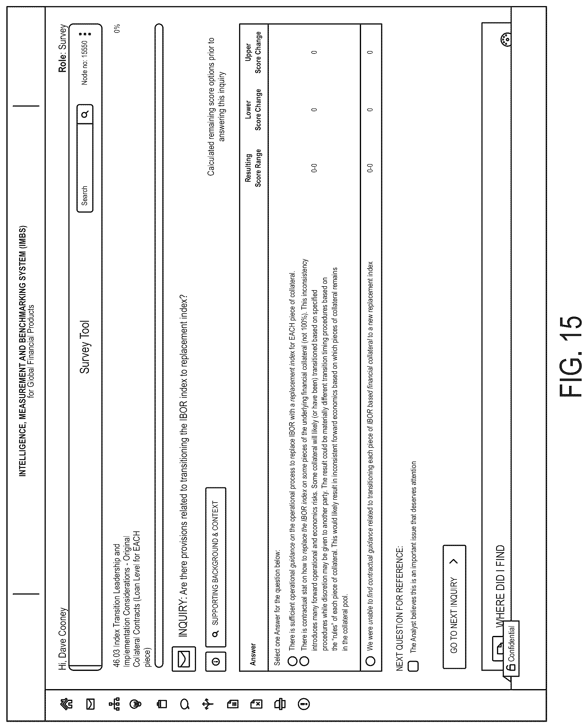 Patent US12106382 Figure 15 – Computer system and method for detecting, extracting, weighing, benchmarking, scoring, reporting and capitalizing on complex risks found in buy/sell transactional agreements, financing agreements and research documents