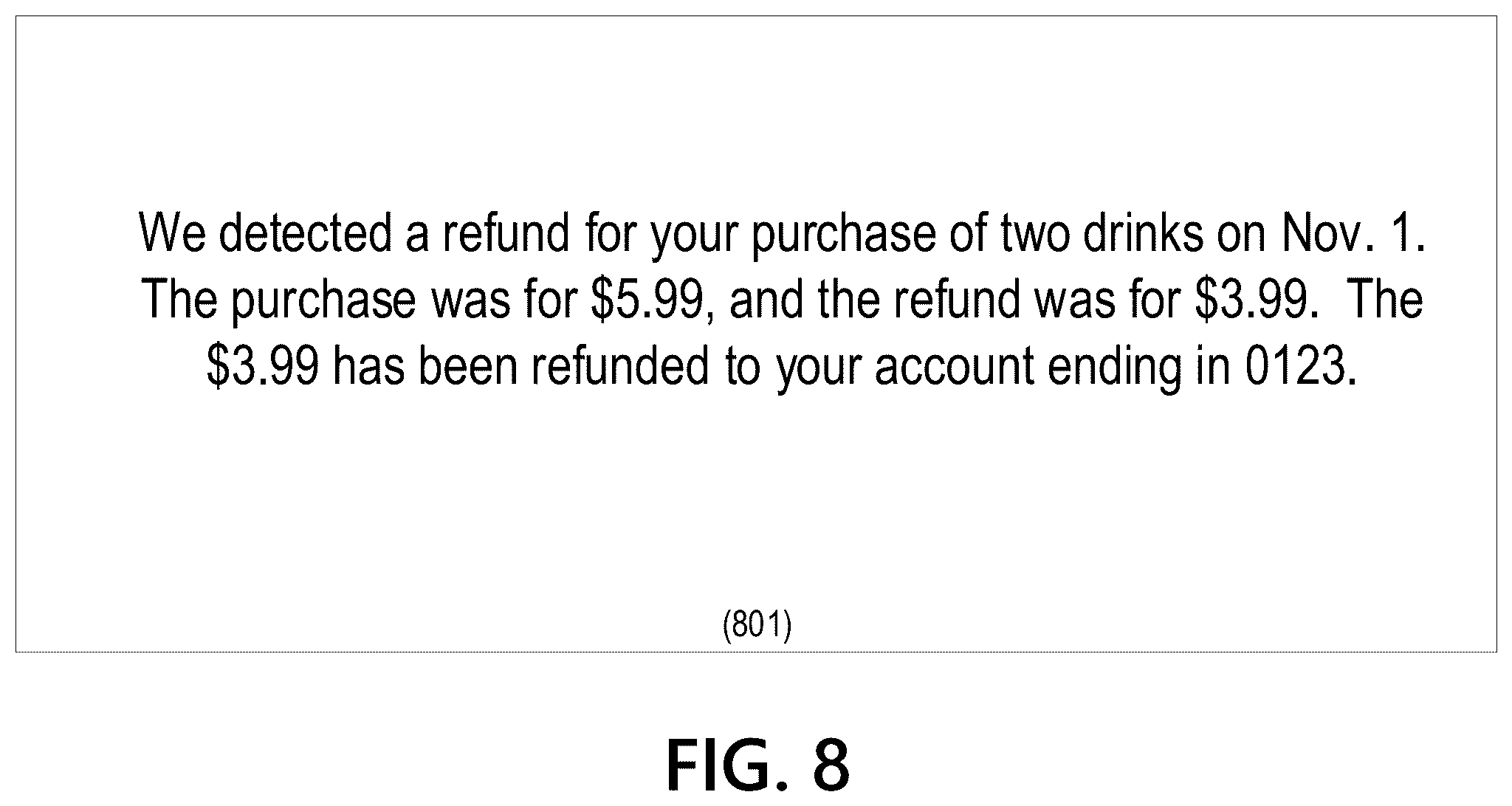 Patent US12106383 Figure 8 – Communication analysis for financial transaction tracking