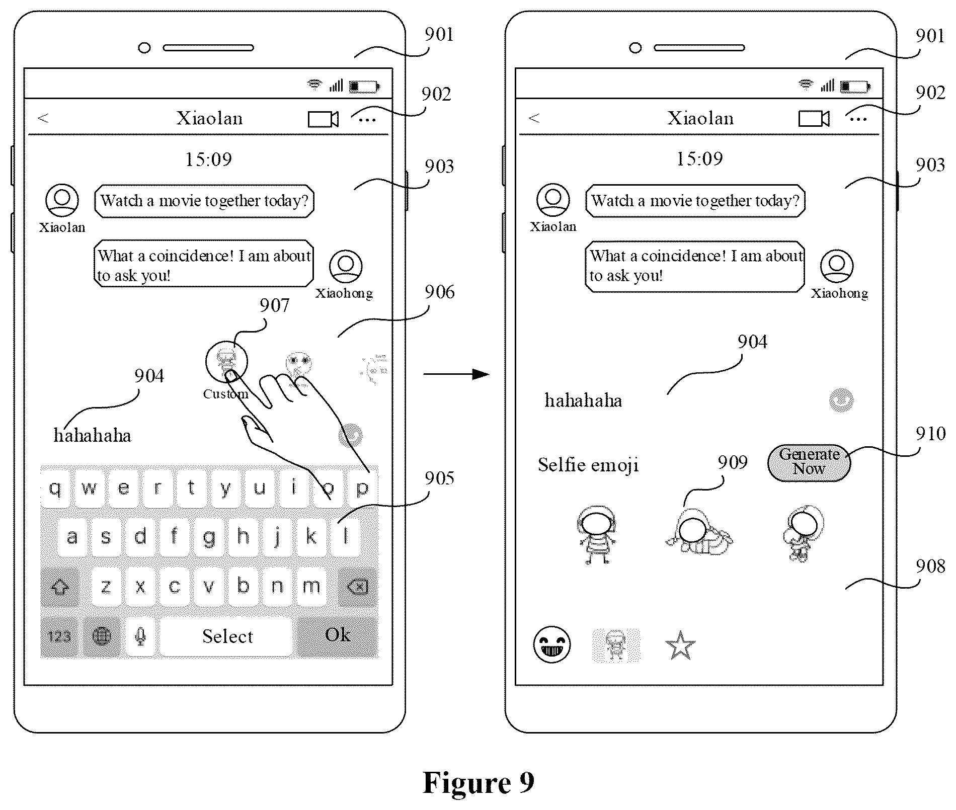 Patent US12106410 Figure 8 – Customizing emojis for users in chat applications