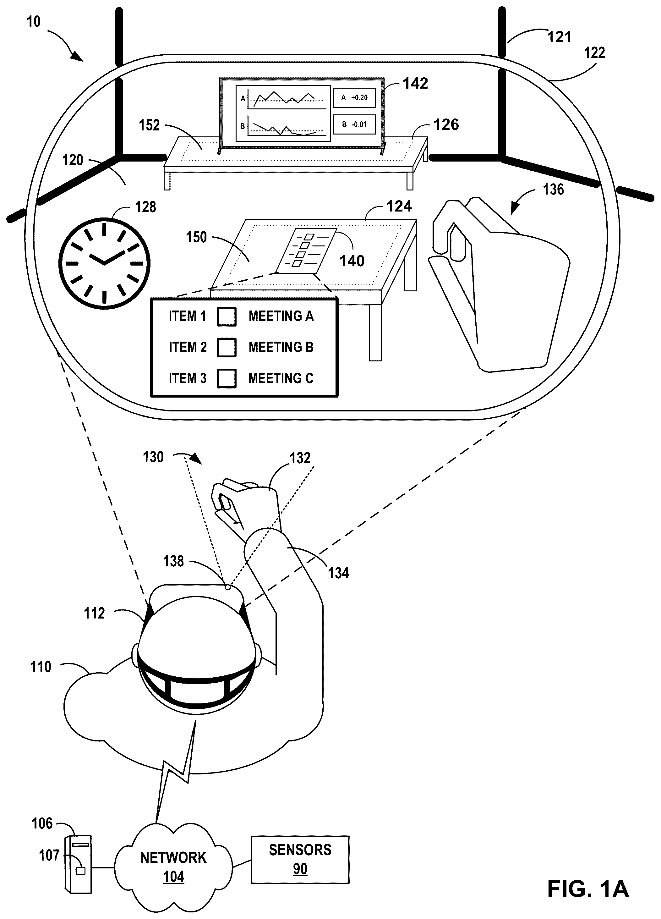 Patent US12106416 Figure 1 – Artificial reality system architecture for concurrent application execution and collaborative 3D scene rendering